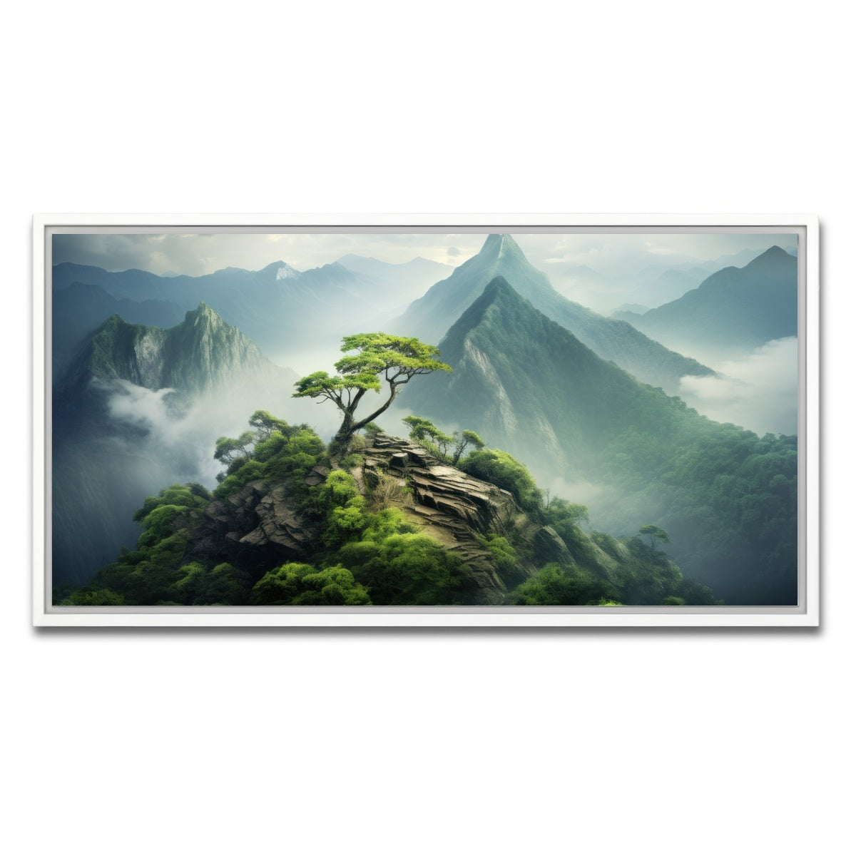 AUTO-MOCKUP WHITE | Mountain top scenery | 1 Piece | White Framed Canvas | group=2x1