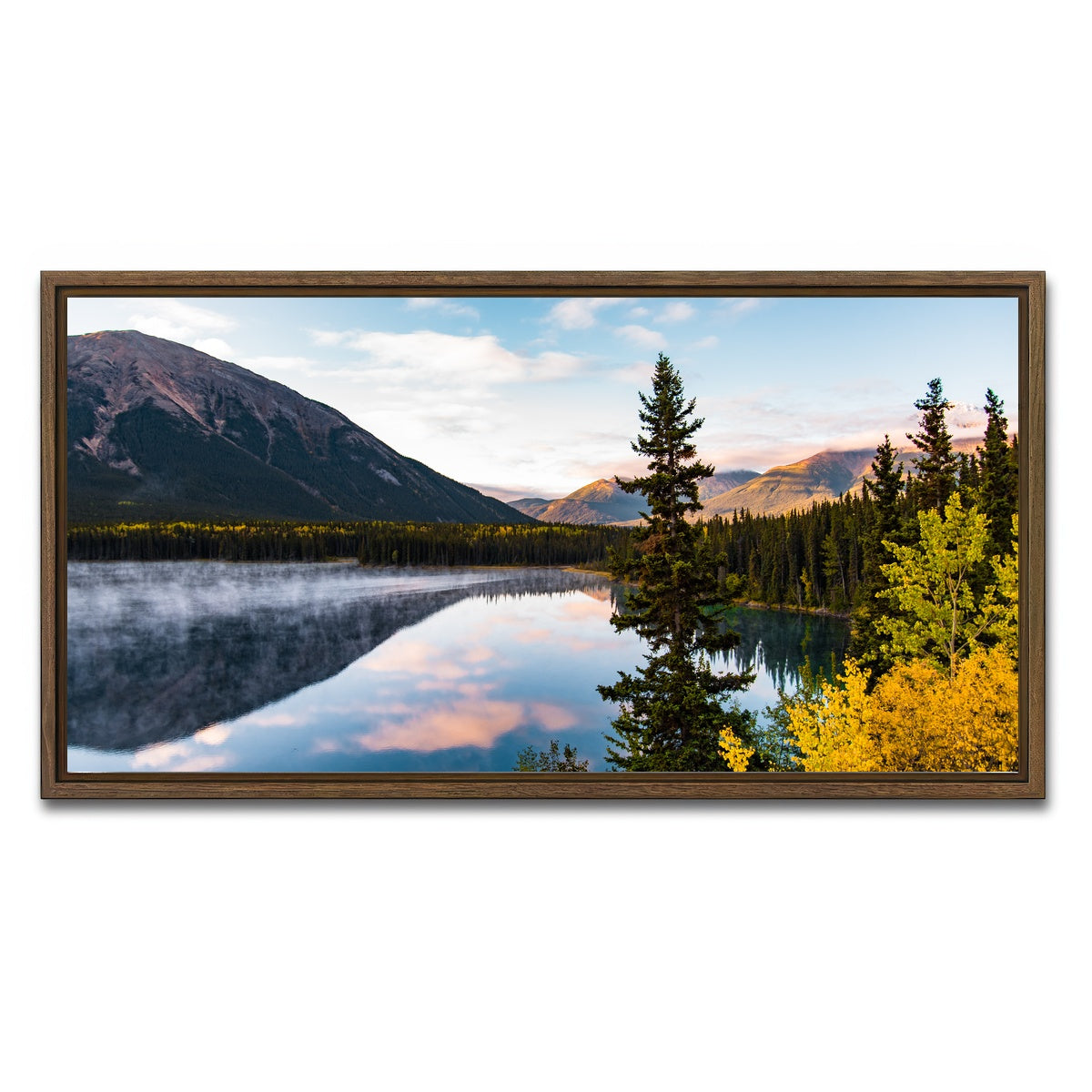 AUTO-MOCKUP WHITE | Mountains and Water | 1 Piece | Walnut Framed Canvas | group=2x1