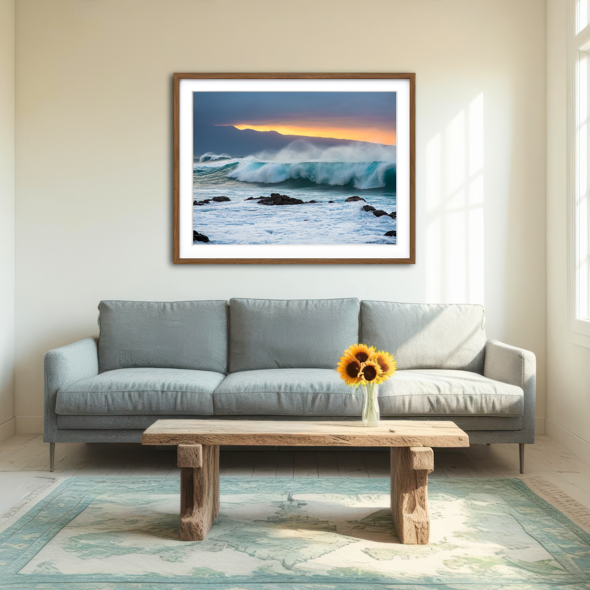 AUTO-MOCKUP ROOM | Mountains and Waves Wall Art