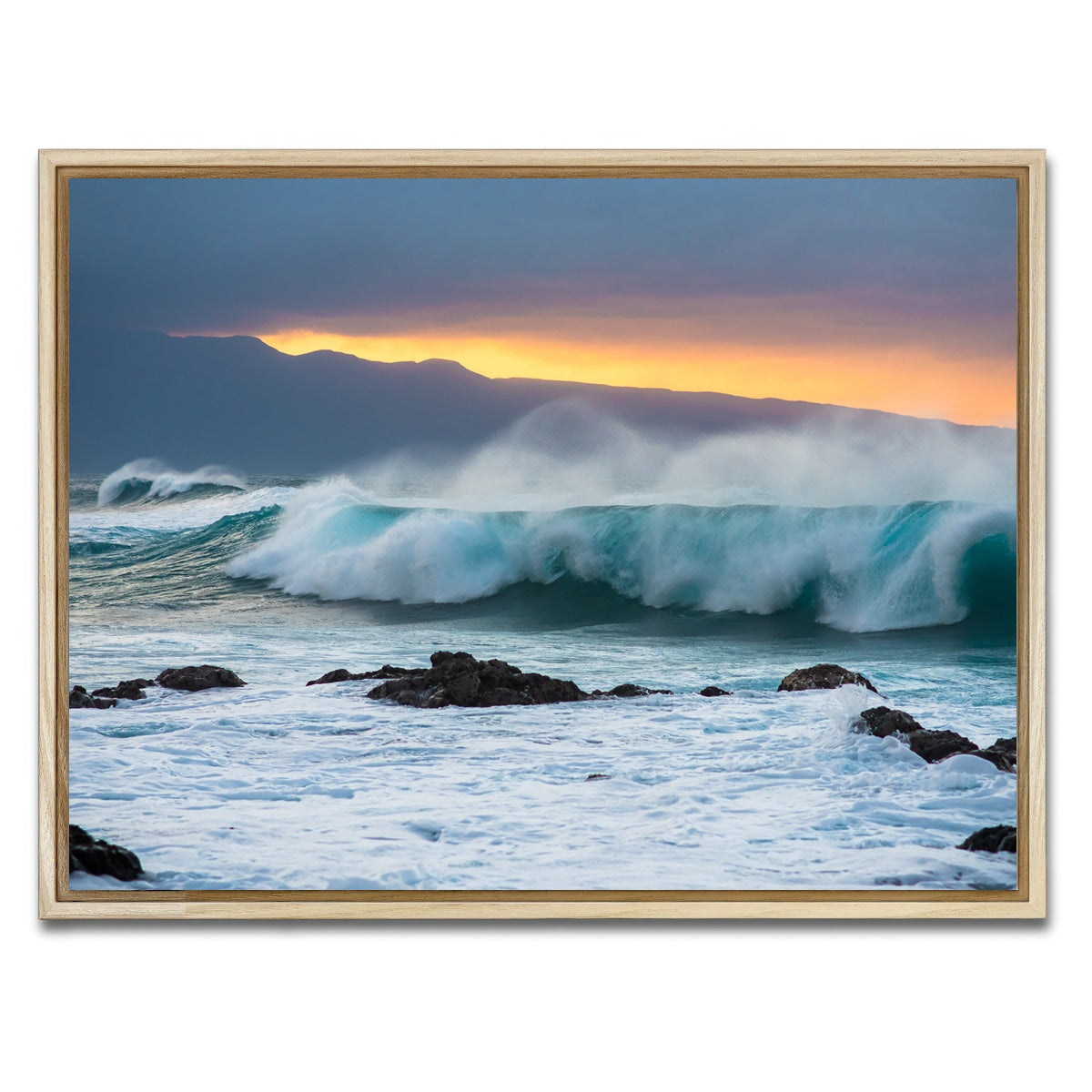 AUTO-MOCKUP WHITE | Mountains and Waves | 1 Piece | Natural Framed Canvas | group=4x3