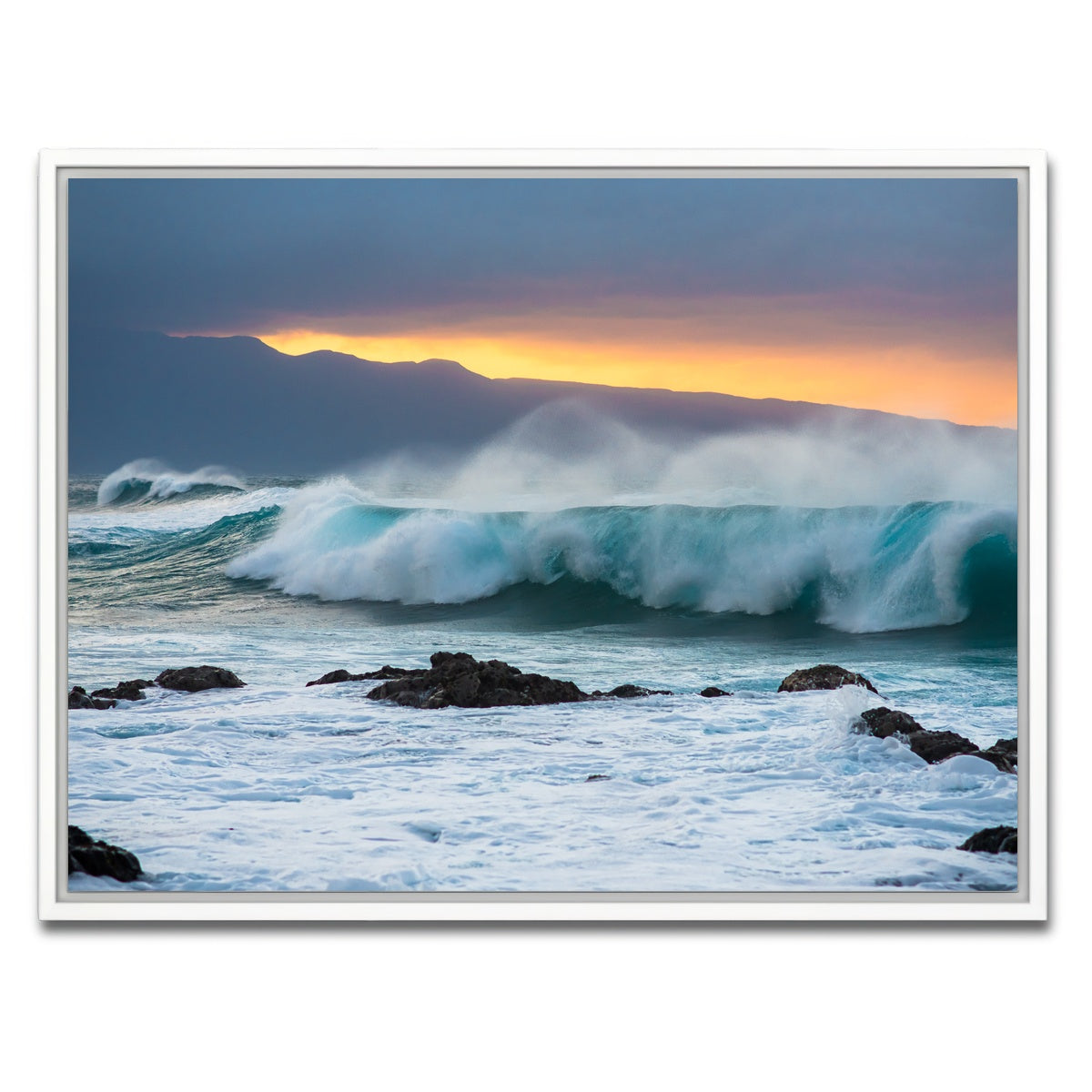 AUTO-MOCKUP WHITE | Mountains and Waves | 1 Piece | White Framed Canvas | group=4x3