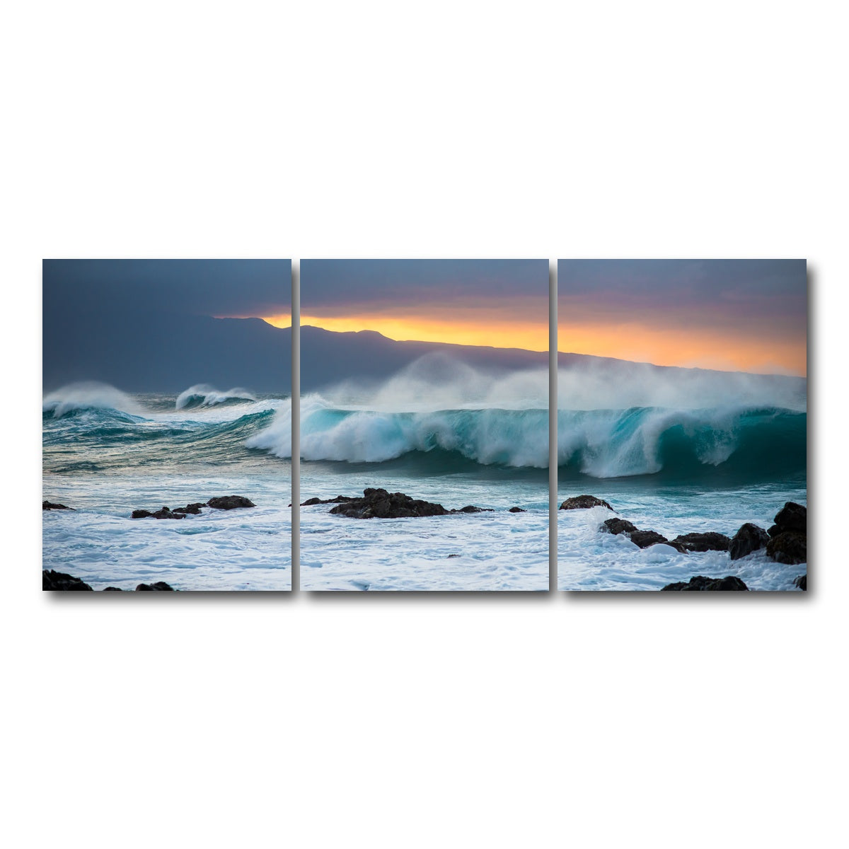 AUTO-MOCKUP WHITE | Mountains and Waves | 3 Piece | Gallery Wrap Canvas | group=18x24