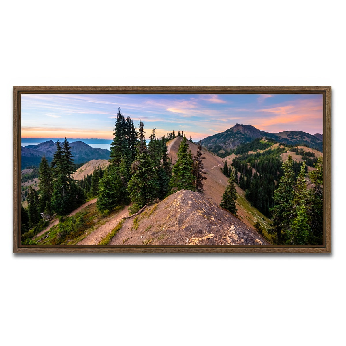 AUTO-MOCKUP WHITE | Mountaintop Sunset | 1 Piece | Walnut Framed Canvas | group=2x1