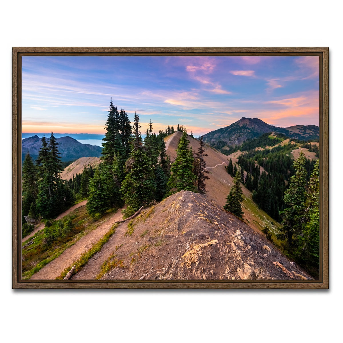 AUTO-MOCKUP WHITE | Mountaintop Sunset | 1 Piece | Walnut Framed Canvas | group=4x3