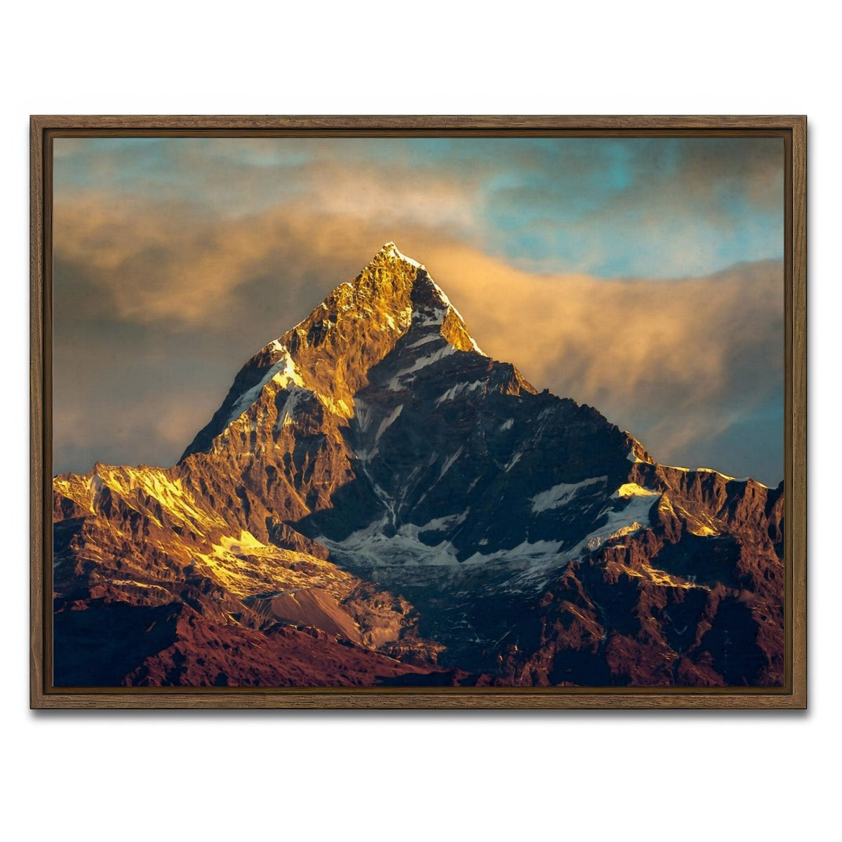 AUTO-MOCKUP WHITE | Mt Machhapuchhre - Fishtail | 1 Piece | Walnut Framed Canvas | group=4x3