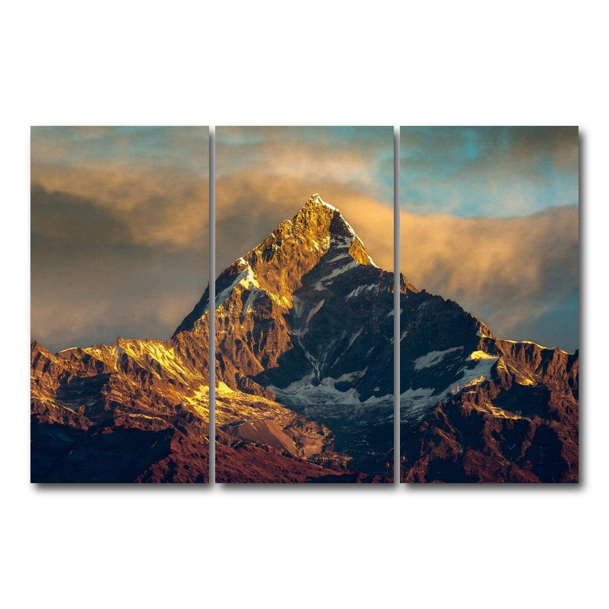 AUTO-MOCKUP WHITE | Mt Machhapuchhre - Fishtail | 3 Piece | Gallery Wrap Canvas | group=12x24