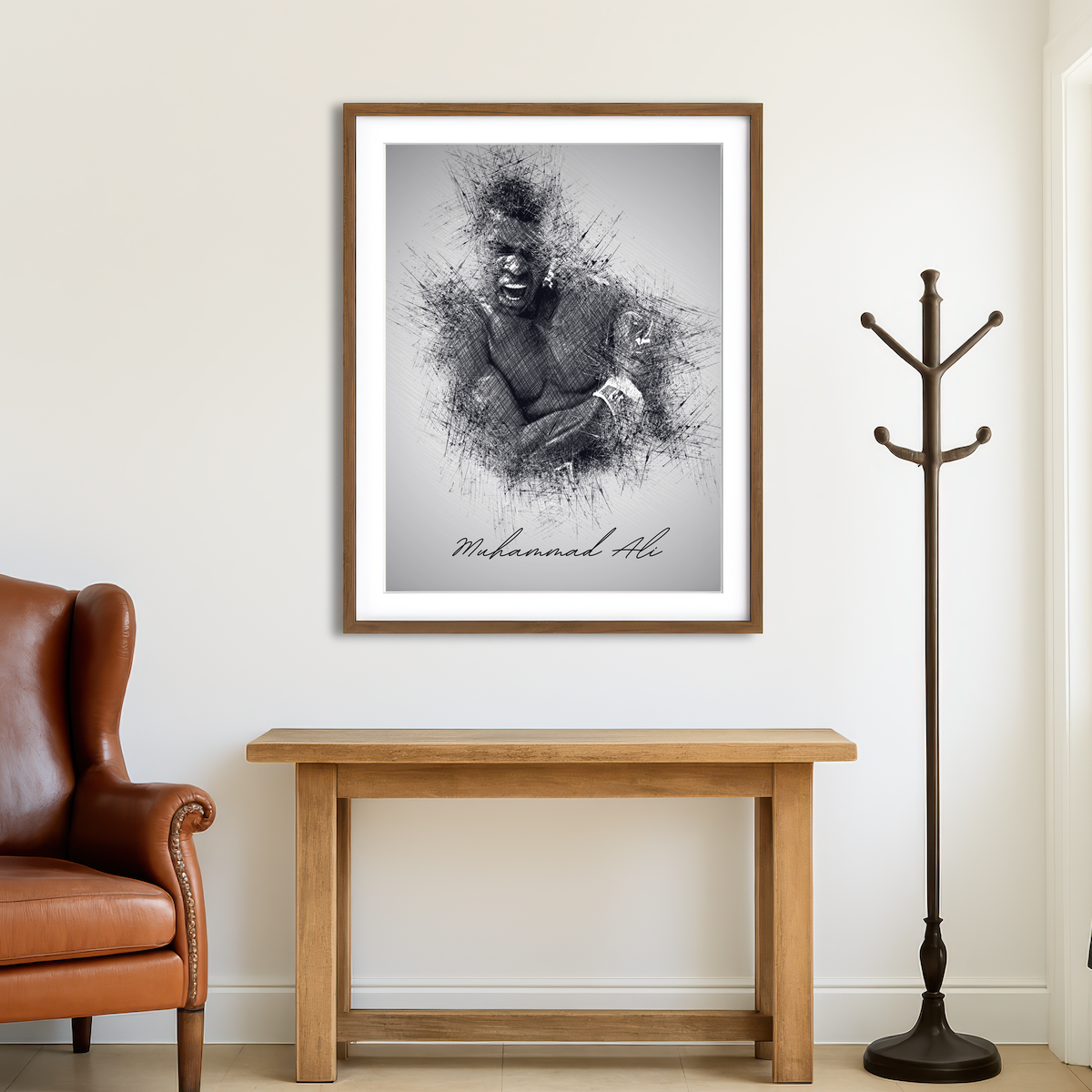 AUTO-MOCKUP ROOM | Muhammad Ali Sketch Wall Art