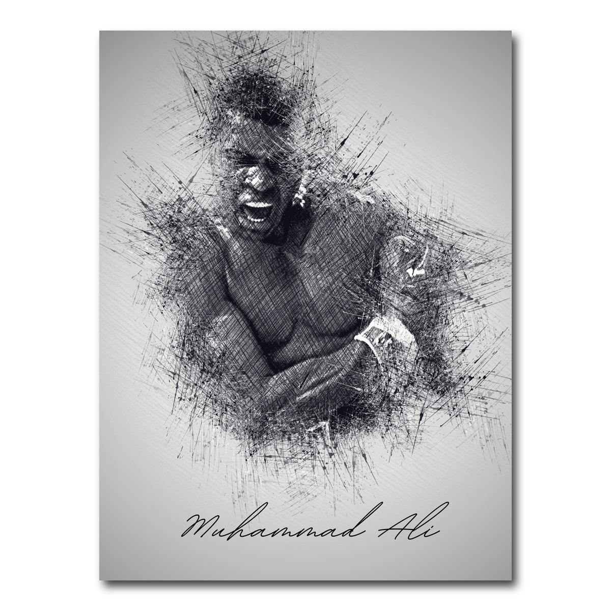 AUTO-MOCKUP WHITE | Muhammad Ali Sketch | 1 Piece | Gallery Wrap Canvas | group=3x4