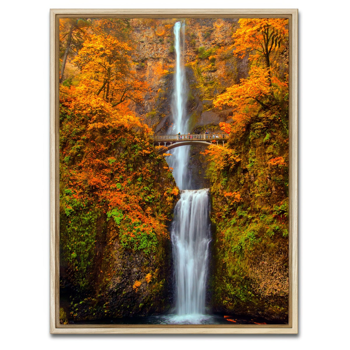 AUTO-MOCKUP WHITE | Multnomah Falls - Autumn | 1 Piece | Natural Framed Canvas | group=3x4