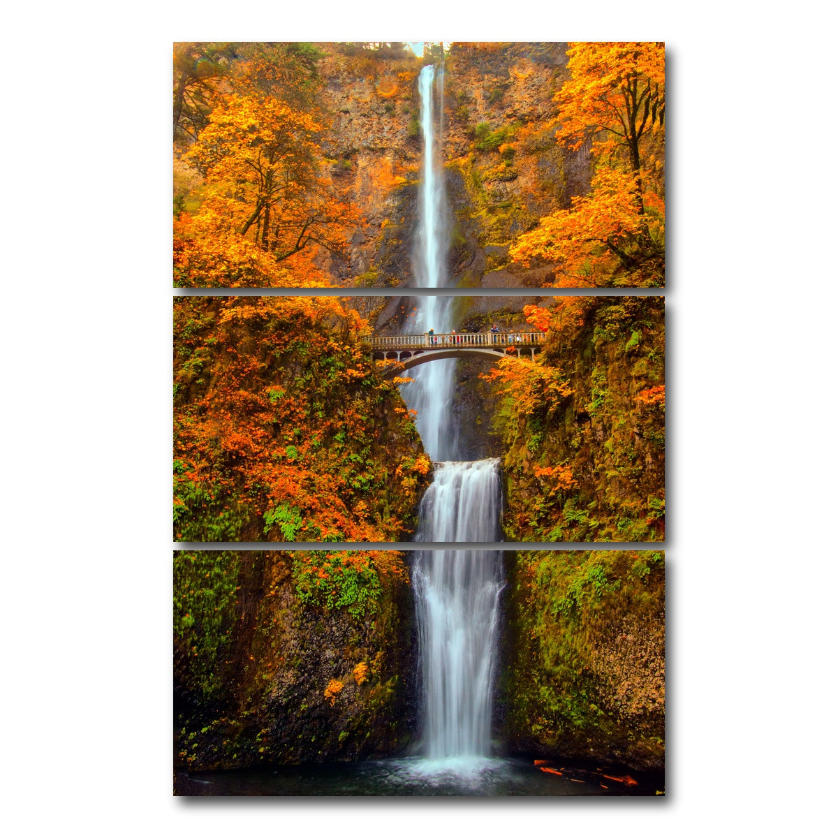AUTO-MOCKUP WHITE | Multnomah Falls - Autumn | 3 Piece | Gallery Wrap Canvas | group=12x24_stacked