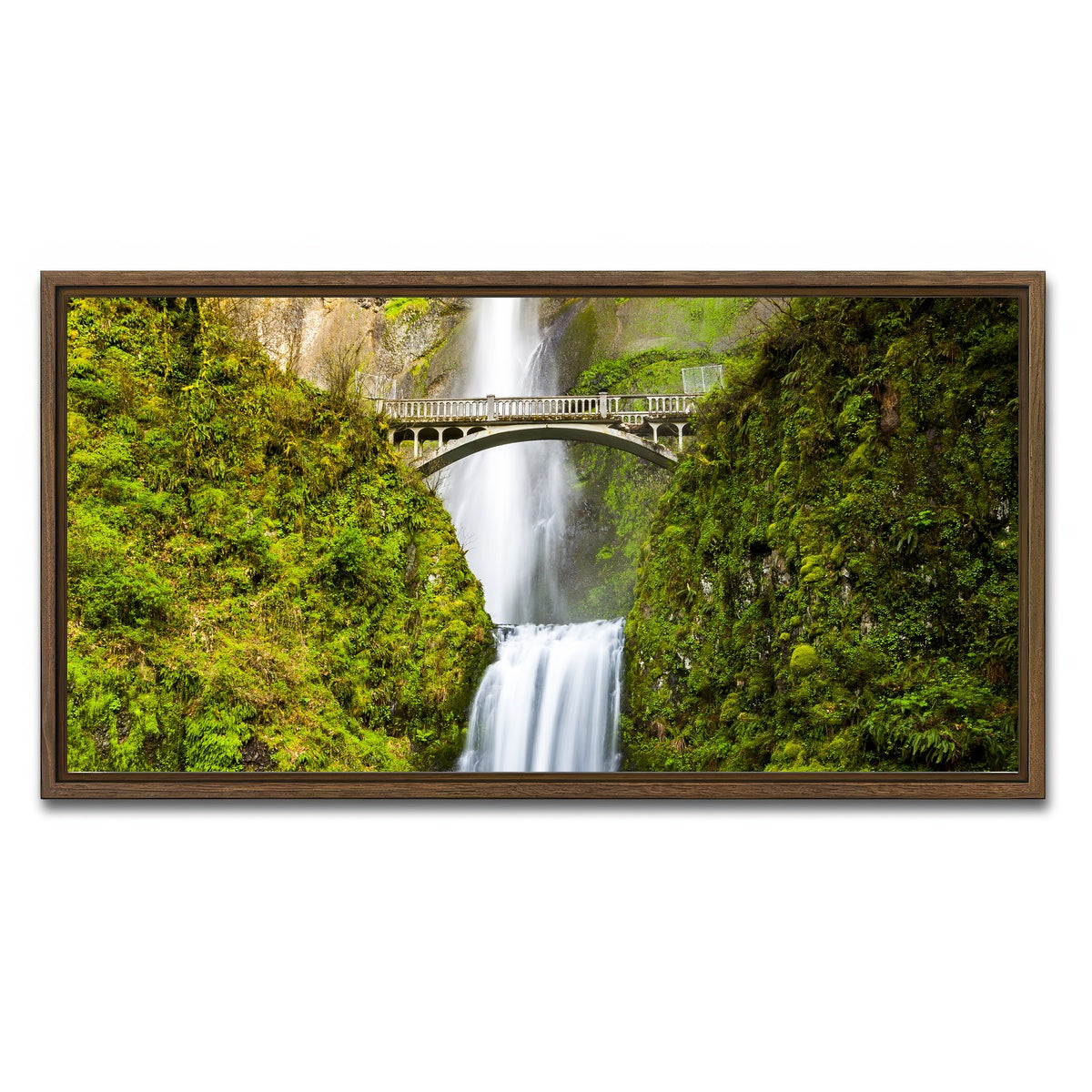 AUTO-MOCKUP WHITE | Multnomah Falls | 1 Piece | Walnut Framed Canvas | group=2x1