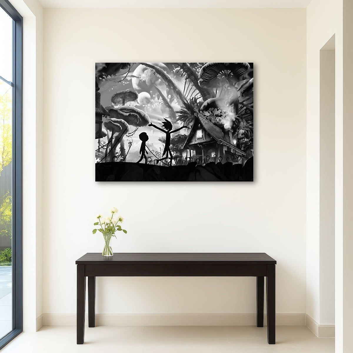 AUTO-MOCKUP ROOM | Mushroom World Rick and Morty Grayscale