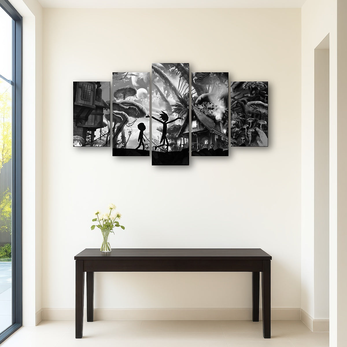 AUTO-MOCKUP ROOM | Mushroom World Rick and Morty Grayscale