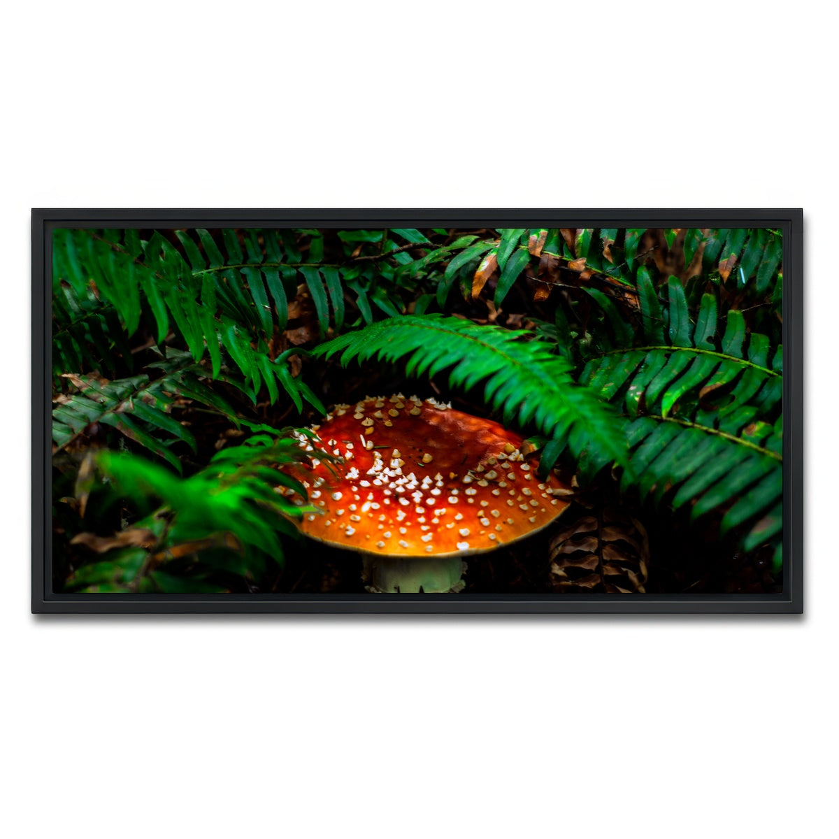 AUTO-MOCKUP WHITE | Mushroom and Ferns | 1 Piece | Black Framed Canvas | group=2x1