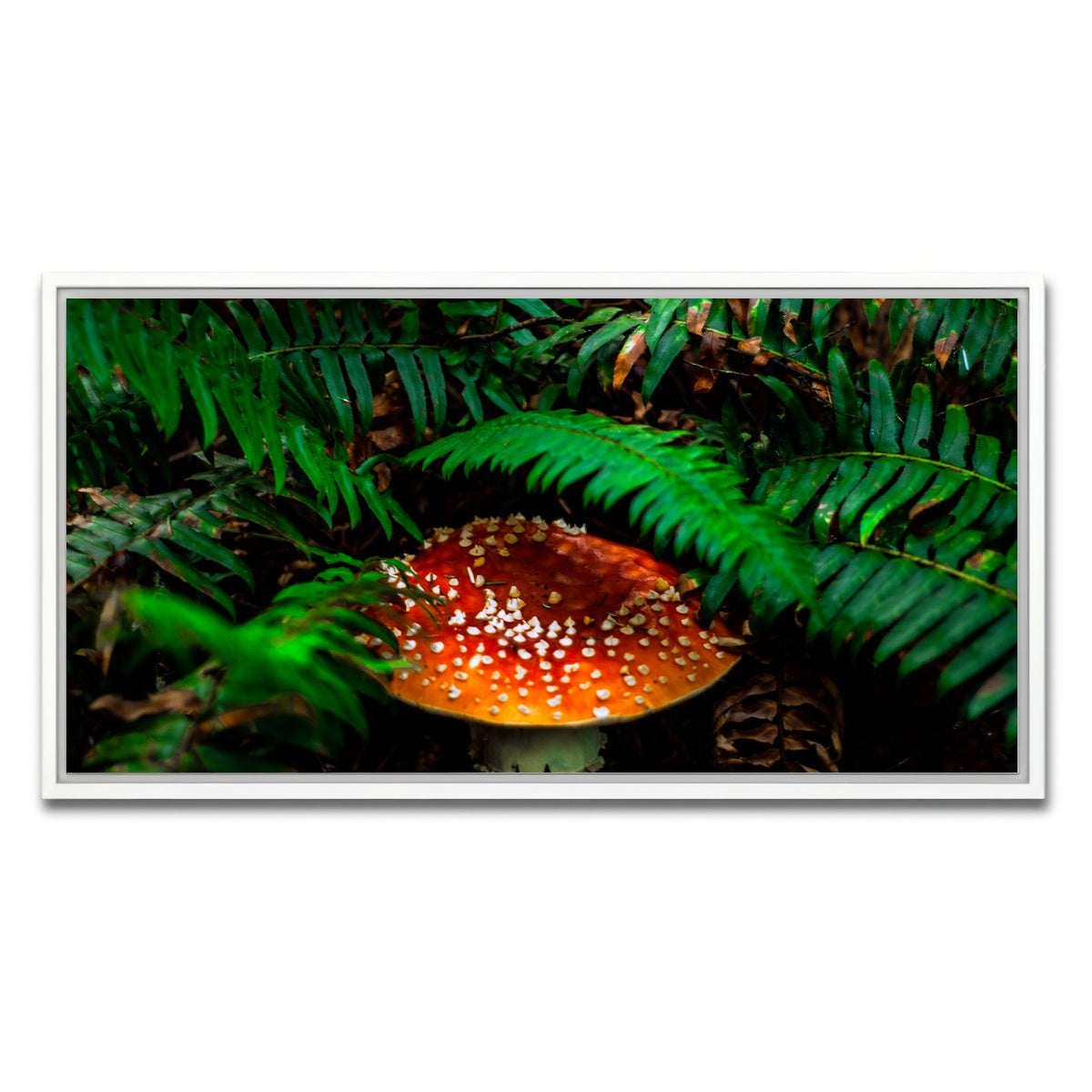 AUTO-MOCKUP WHITE | Mushroom and Ferns | 1 Piece | White Framed Canvas | group=2x1