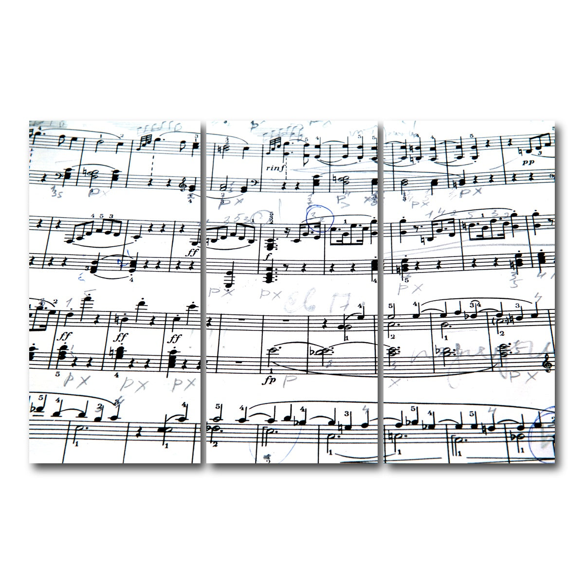 AUTO-MOCKUP WHITE | Music Notes | 3 Piece | Gallery Wrap Canvas | group=12x24