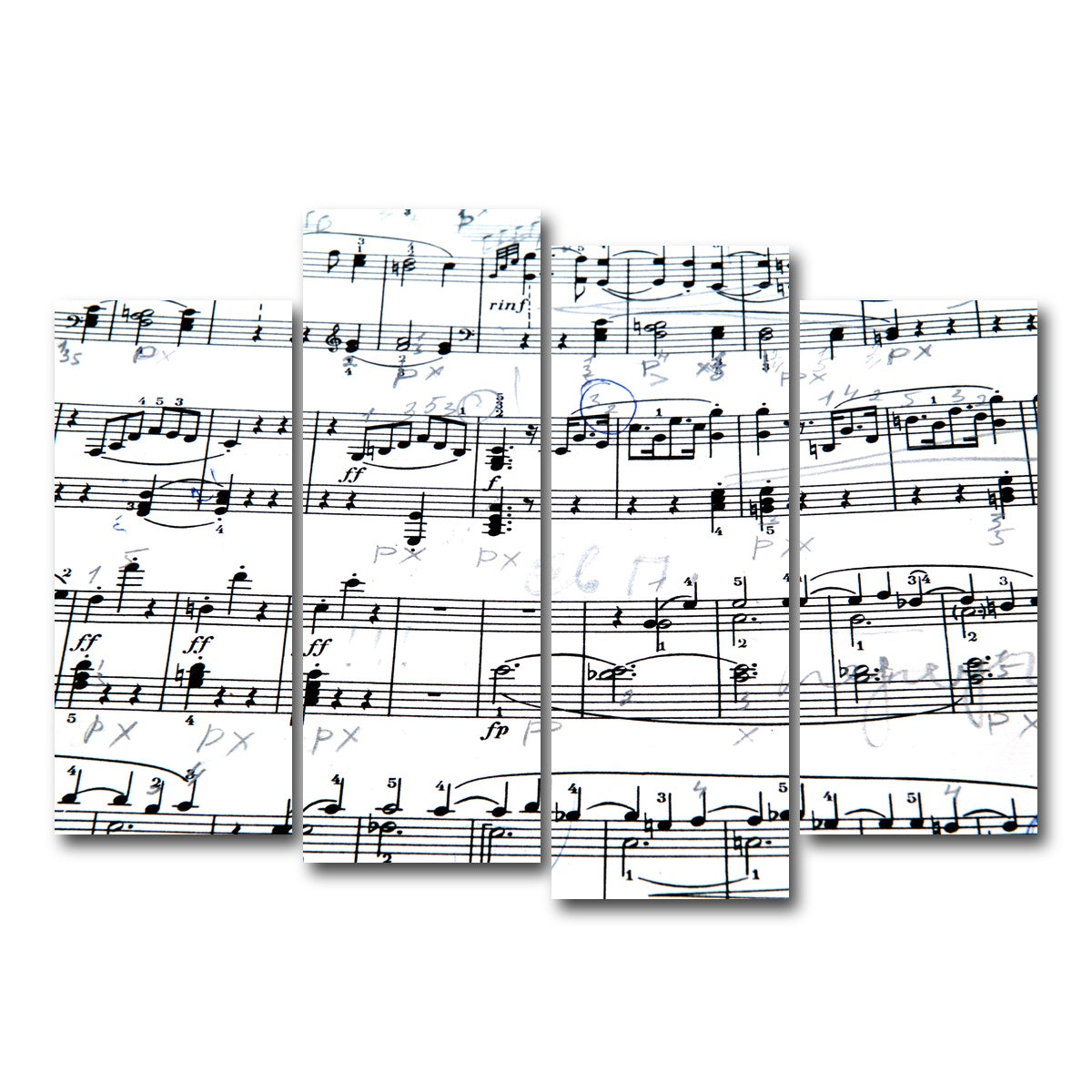 AUTO-MOCKUP WHITE | Music Notes | 4 Piece | Gallery Wrap Canvas | group=4_normal