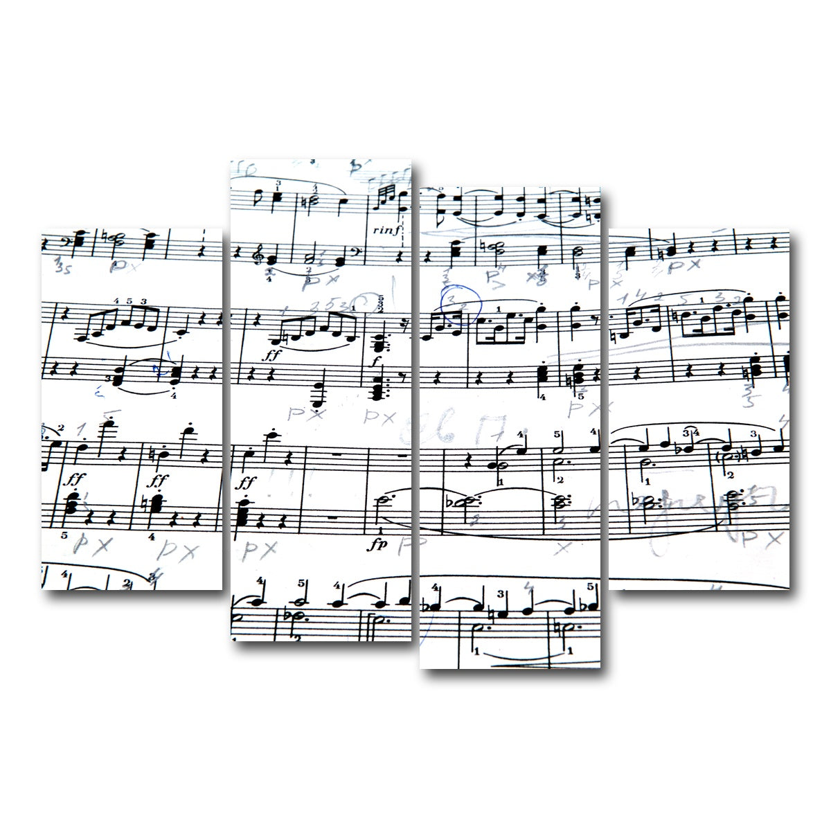 AUTO-MOCKUP WHITE | Music Notes | 4 Piece | Gallery Wrap Canvas | group=4_short