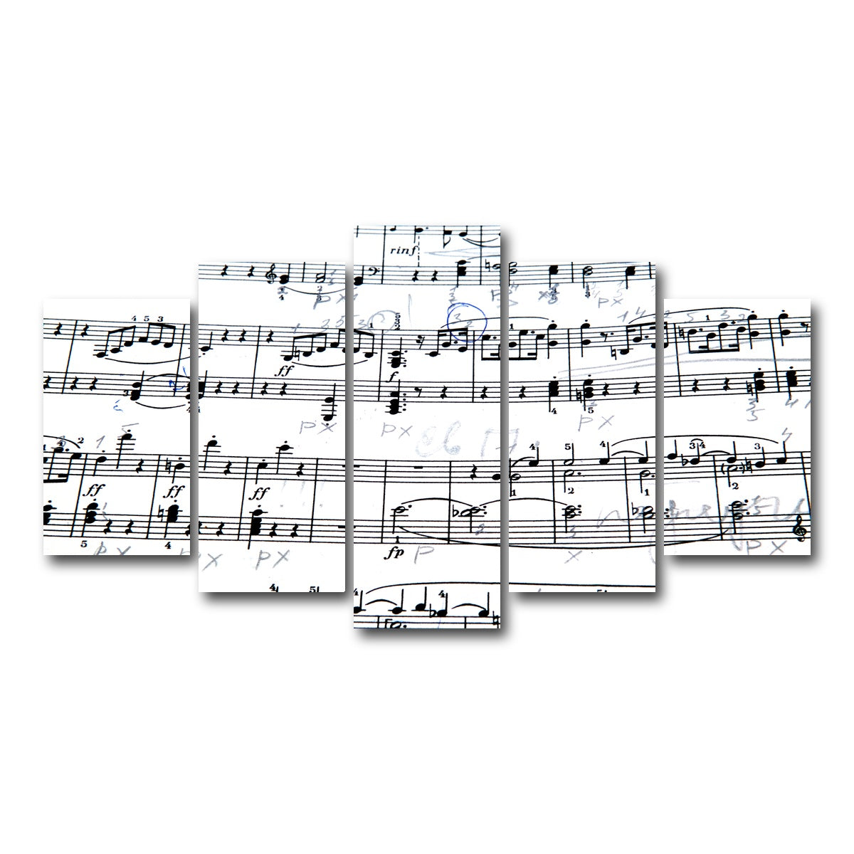 AUTO-MOCKUP WHITE | Music Notes | 5 Piece | Gallery Wrap Canvas | group=5_normal