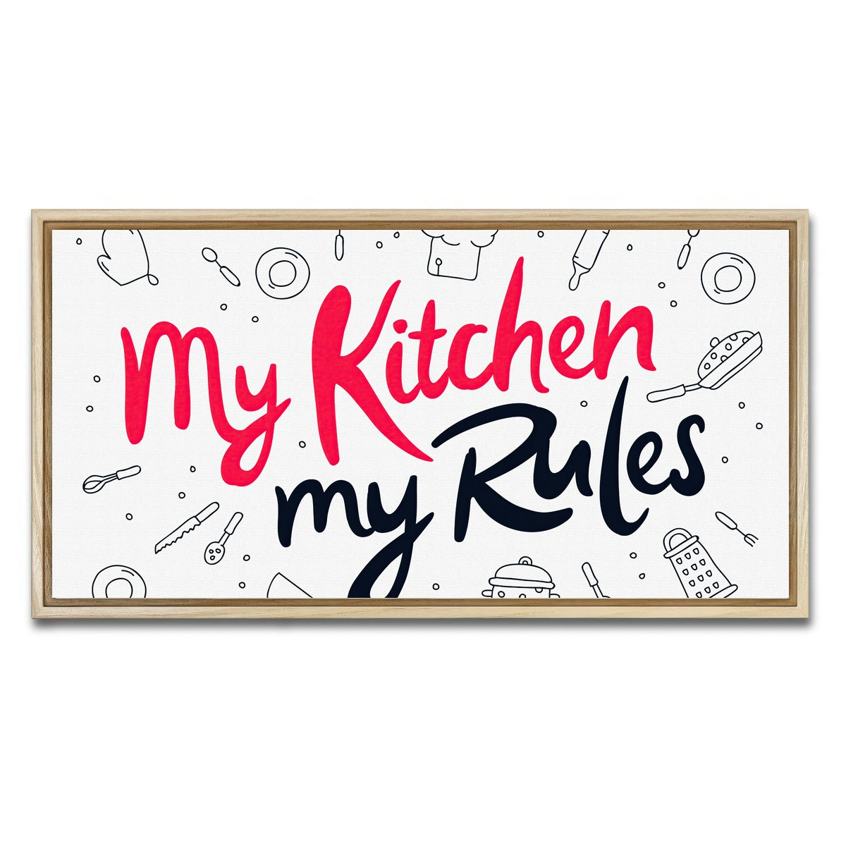 AUTO-MOCKUP WHITE | My Kitchen, My Rules | 1 Piece | Natural Framed Canvas | group=2x1