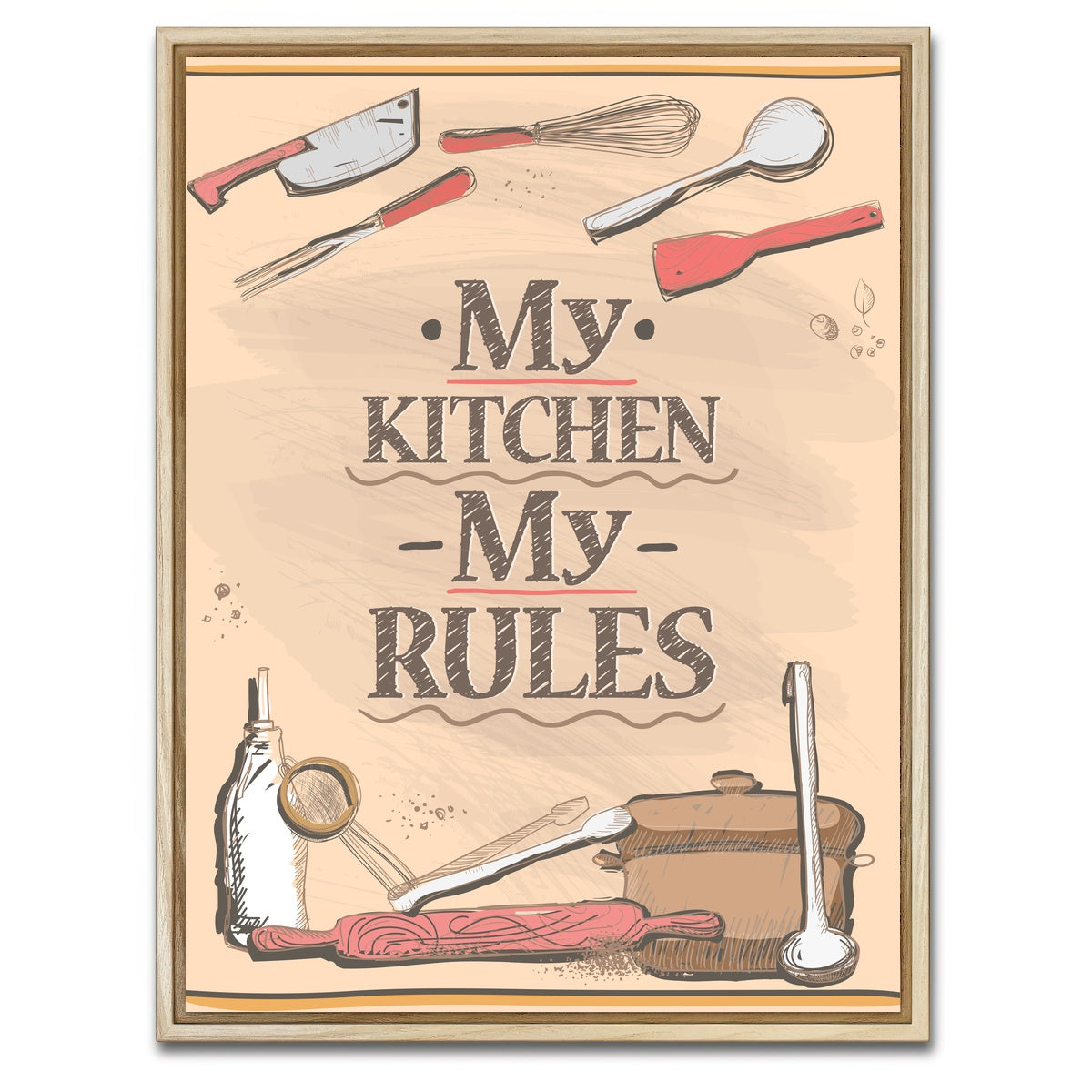 AUTO-MOCKUP WHITE | My Kitchen My Rules | 1 Piece | Natural Framed Canvas | group=3x4