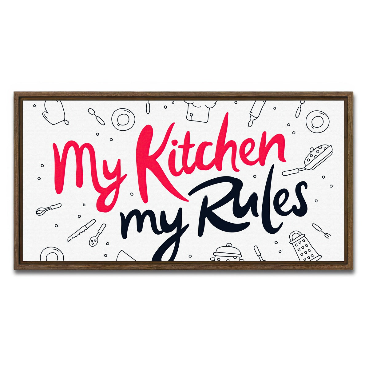 AUTO-MOCKUP WHITE | My Kitchen, My Rules | 1 Piece | Walnut Framed Canvas | group=2x1