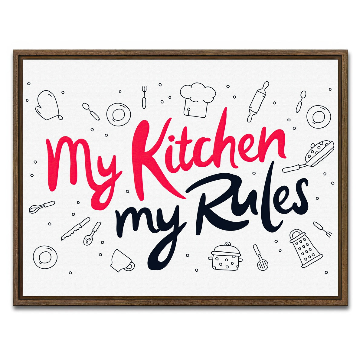 AUTO-MOCKUP WHITE | My Kitchen, My Rules | 1 Piece | Walnut Framed Canvas | group=4x3