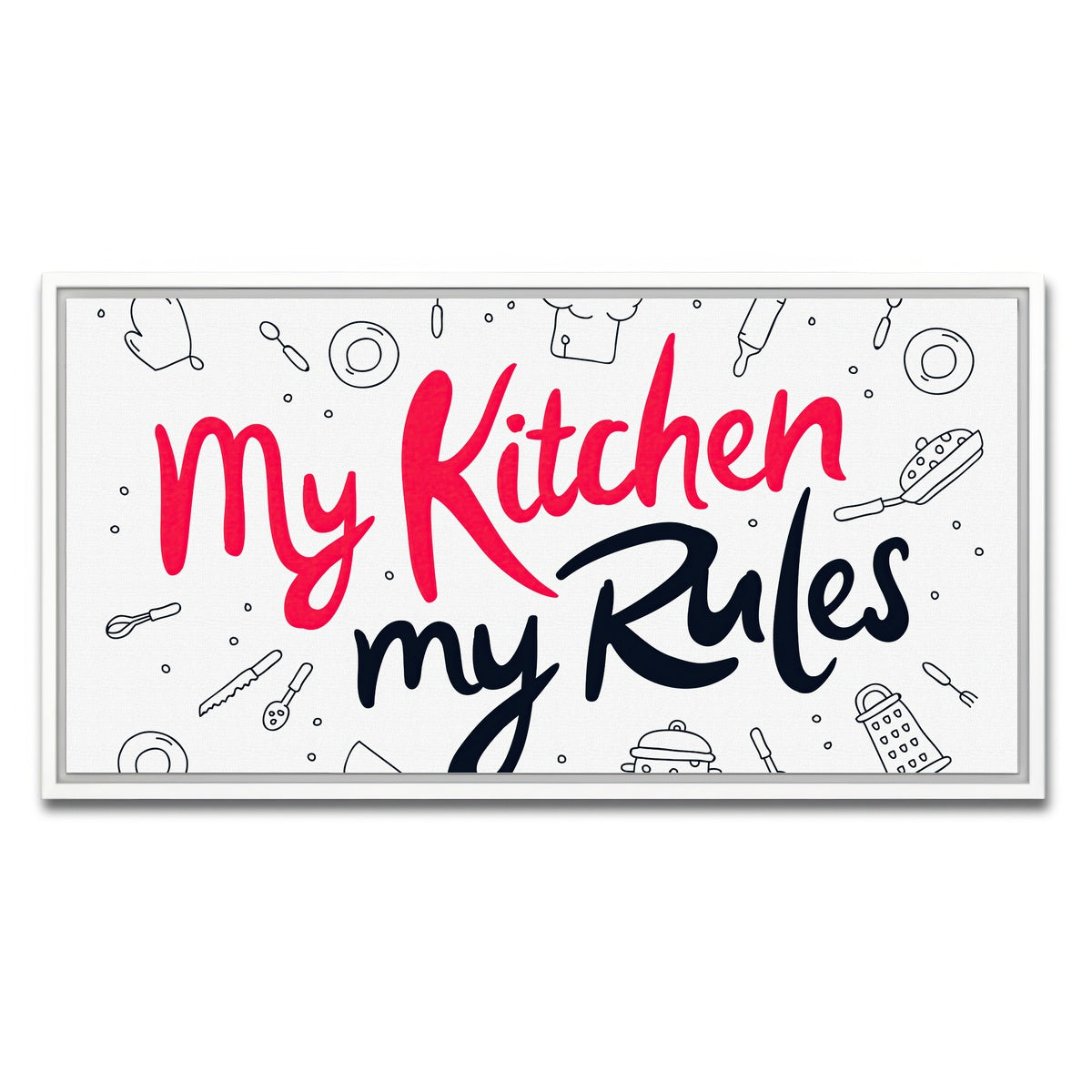AUTO-MOCKUP WHITE | My Kitchen, My Rules | 1 Piece | White Framed Canvas | group=2x1