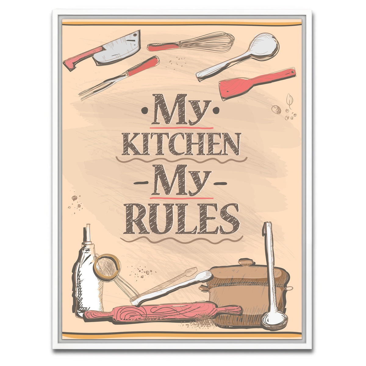 AUTO-MOCKUP WHITE | My Kitchen My Rules | 1 Piece | White Framed Canvas | group=3x4