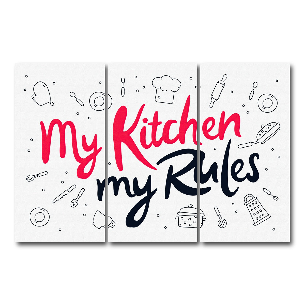 AUTO-MOCKUP WHITE | My Kitchen, My Rules | 3 Piece | Gallery Wrap Canvas | group=12x24