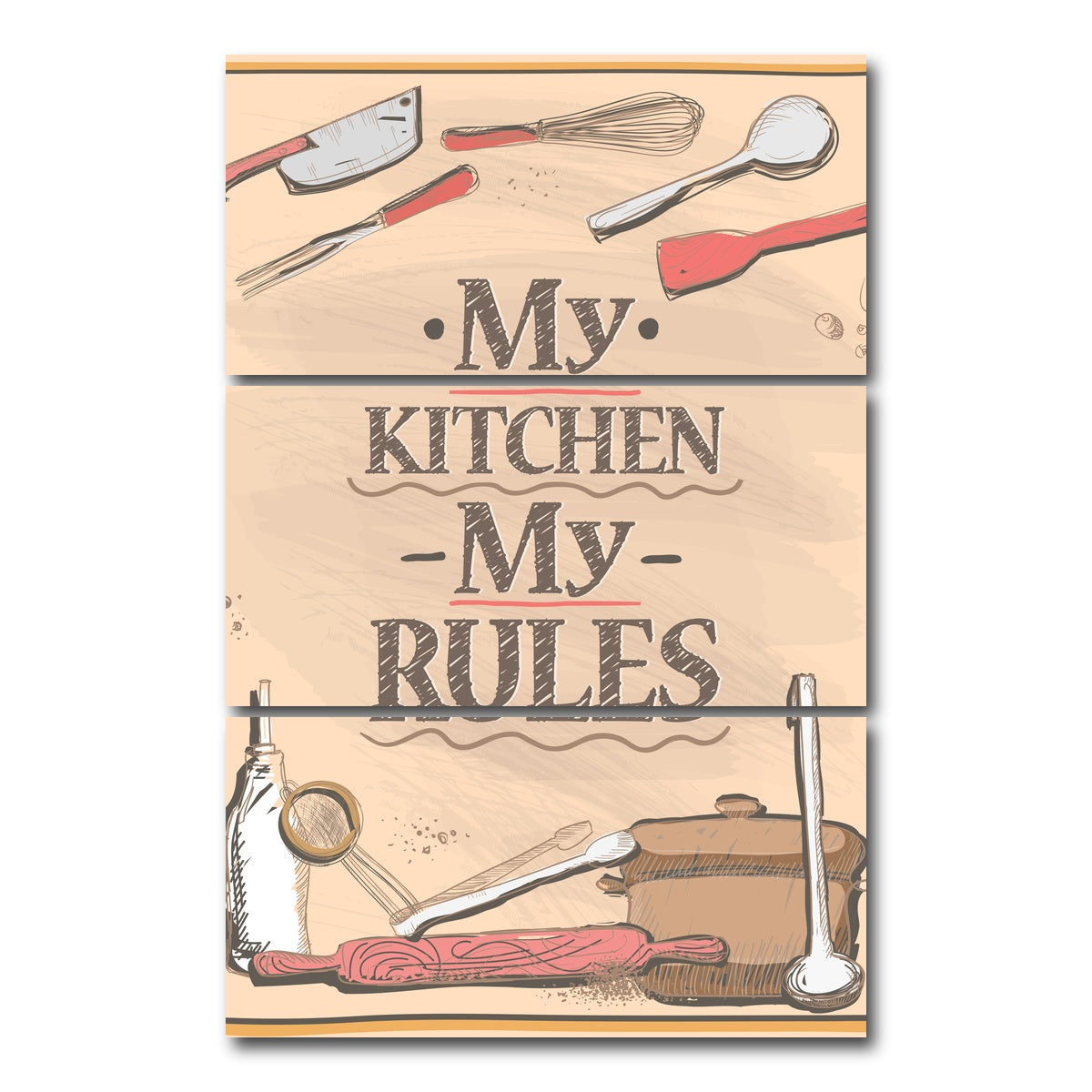 AUTO-MOCKUP WHITE | My Kitchen My Rules | 3 Piece | Gallery Wrap Canvas | group=12x24_stacked