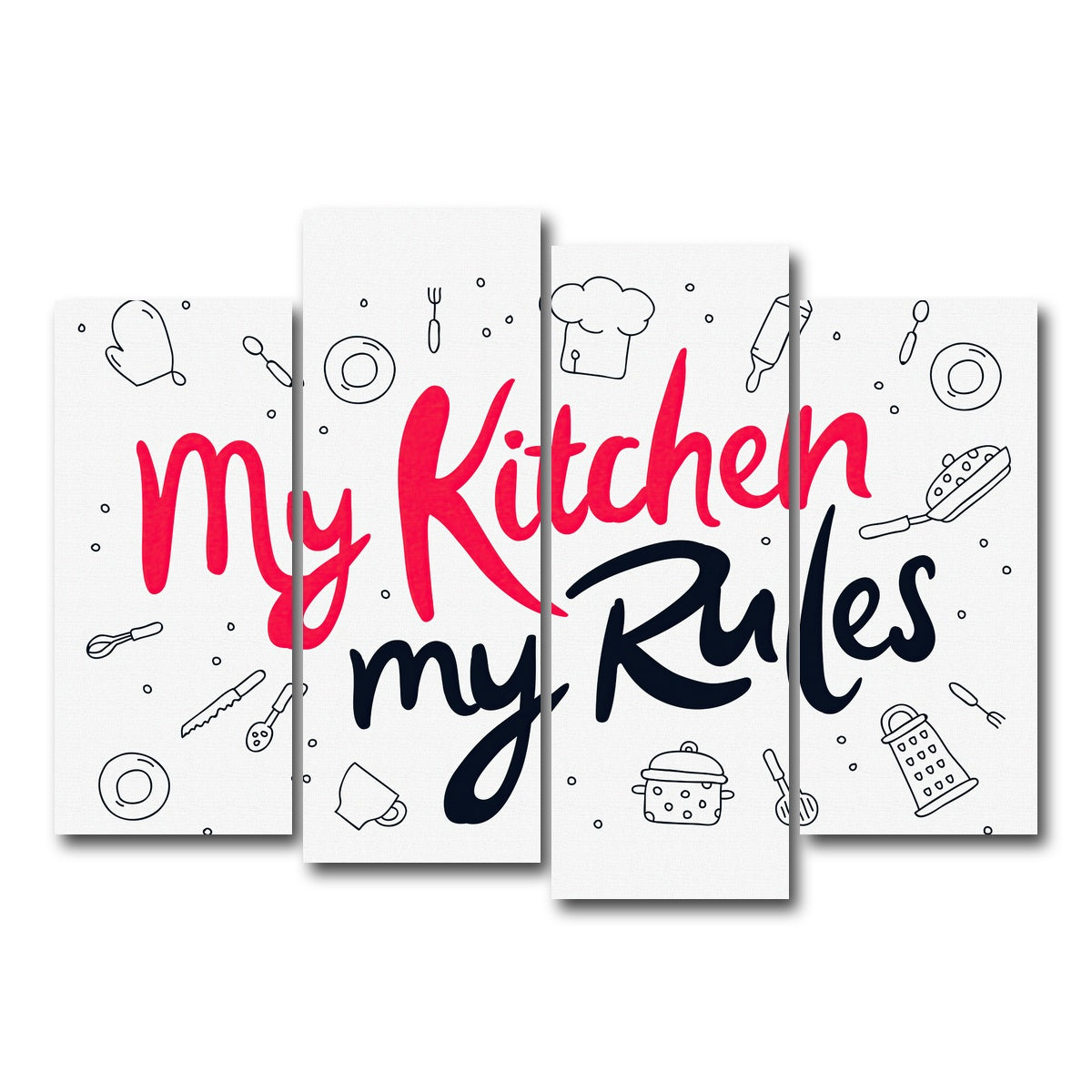 AUTO-MOCKUP WHITE | My Kitchen, My Rules | 4 Piece | Gallery Wrap Canvas | group=4_normal
