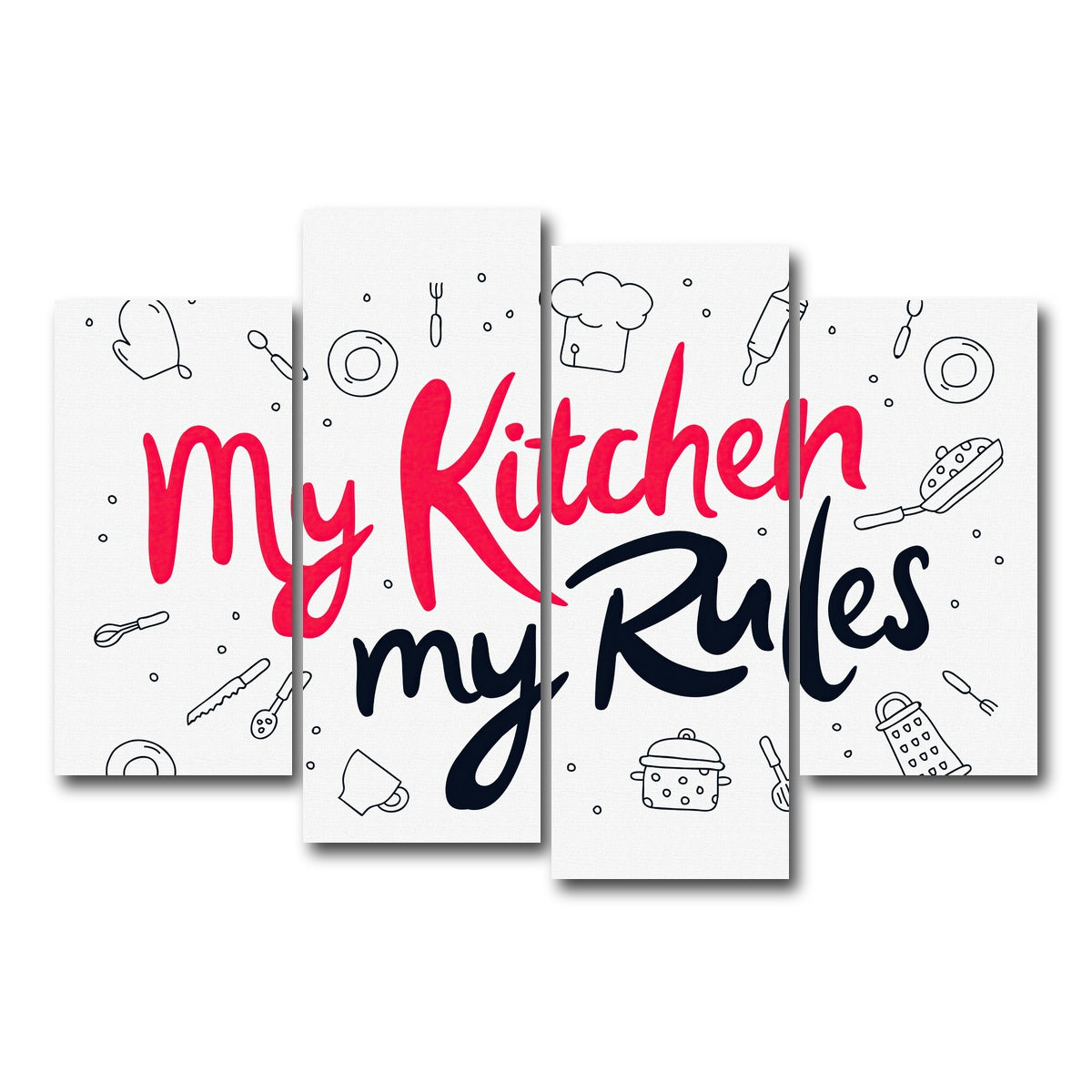 AUTO-MOCKUP WHITE | My Kitchen, My Rules | 4 Piece | Gallery Wrap Canvas | group=4_short