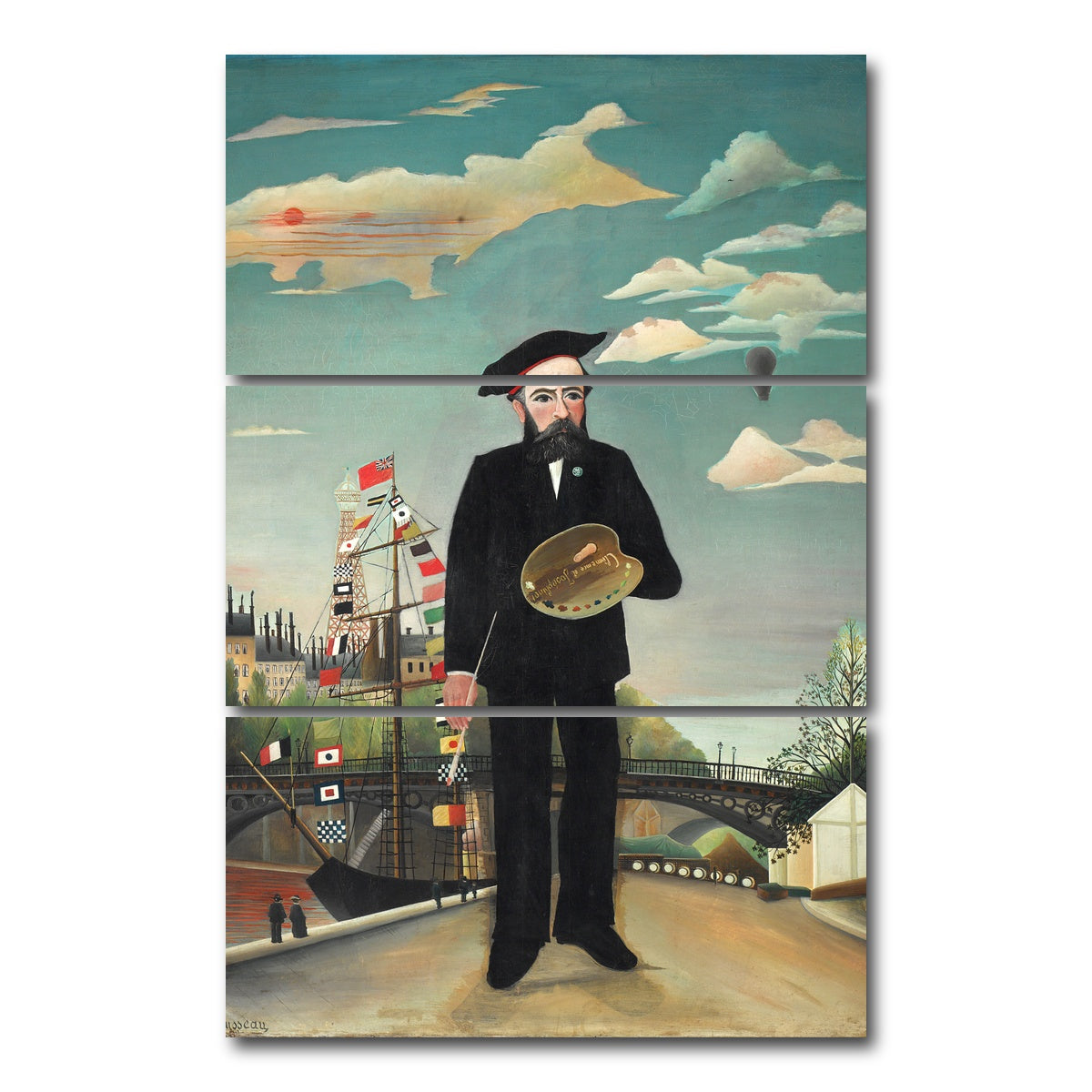 AUTO-MOCKUP WHITE | Myself Portrait Landscape | 3 Piece | Gallery Wrap Canvas | group=12x24_stacked