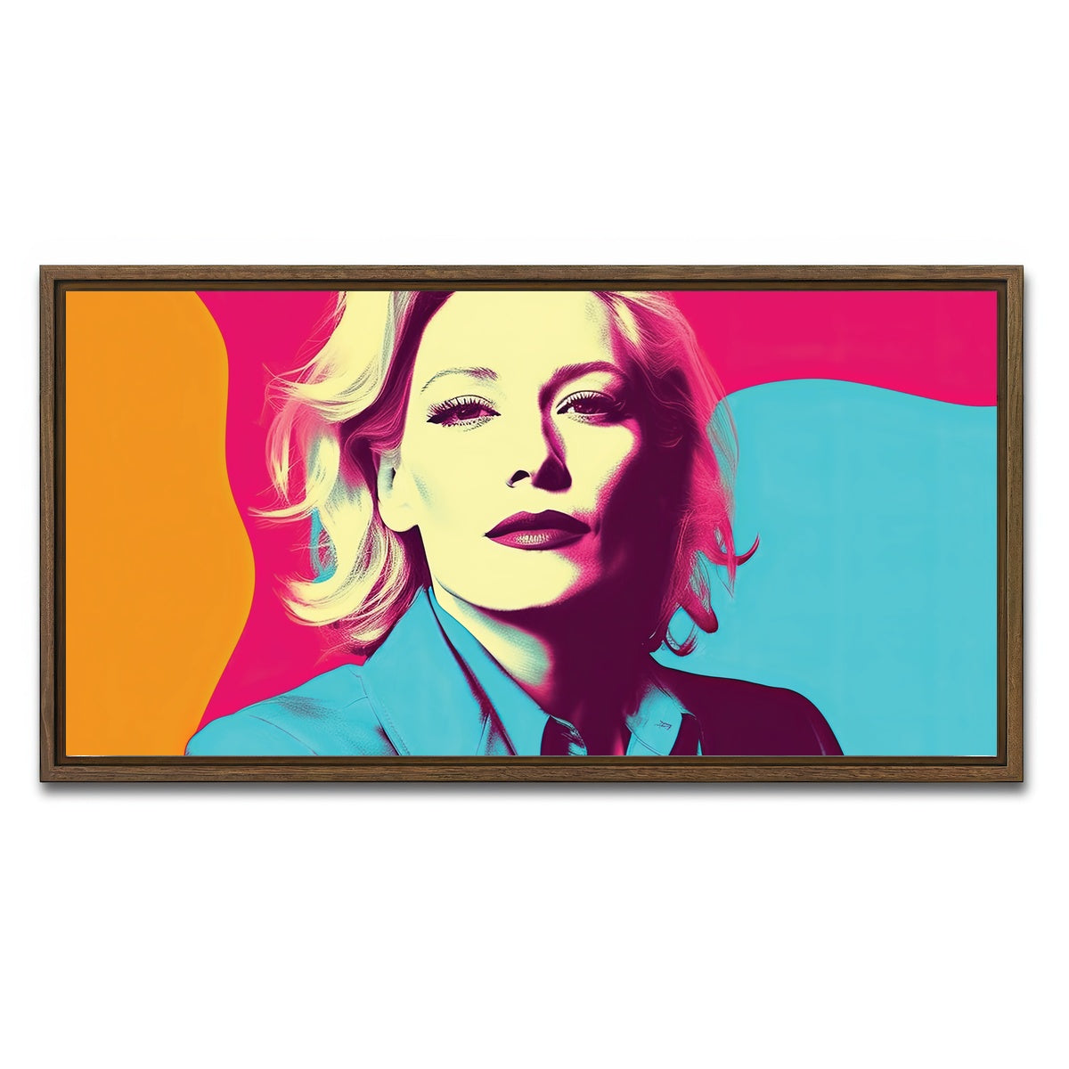 AUTO-MOCKUP WHITE | Mysterious Cate Blanchett | 1 Piece | Walnut Framed Canvas | group=2x1