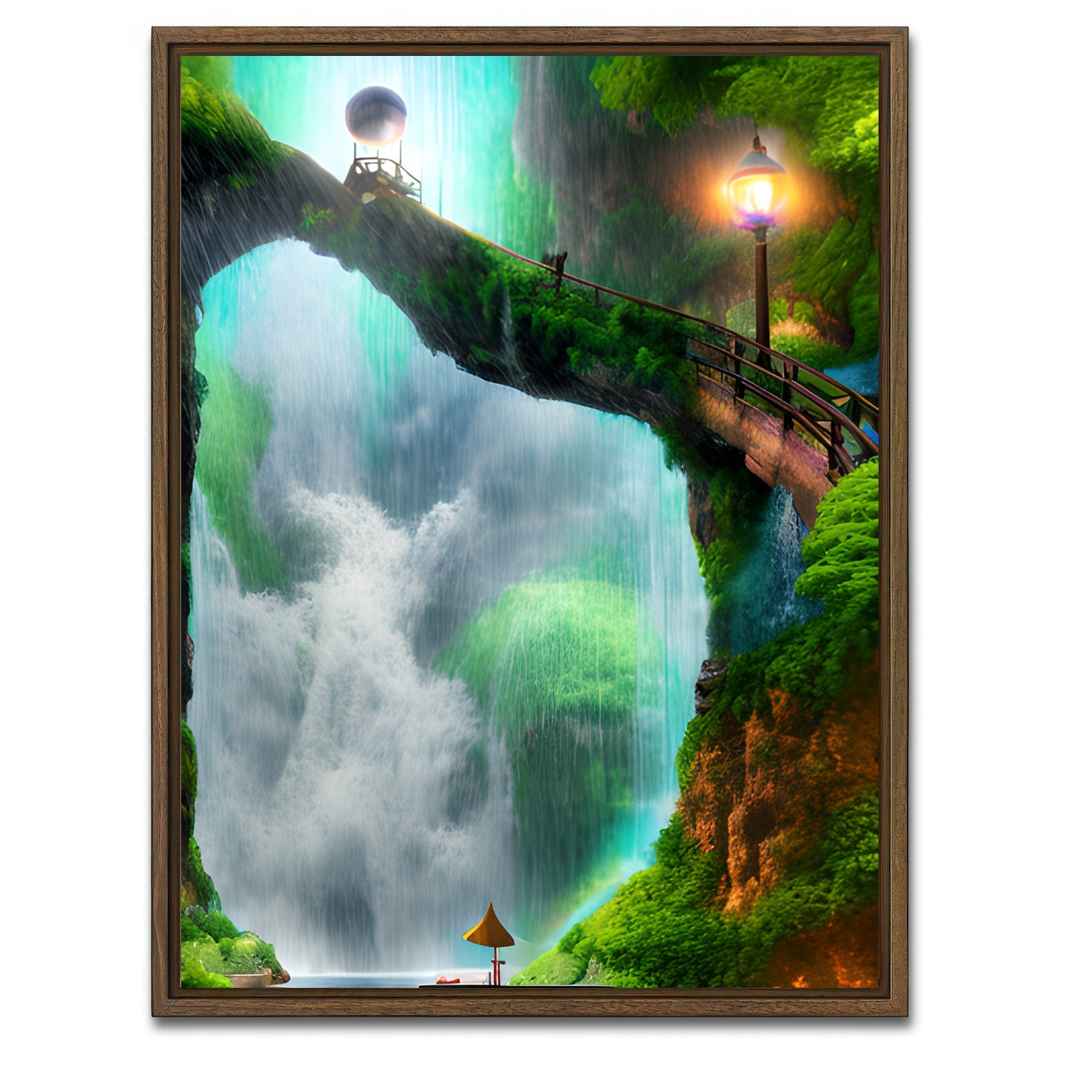 AUTO-MOCKUP WHITE | Mystical Waterfall | 1 Piece | Walnut Framed Canvas | group=3x4