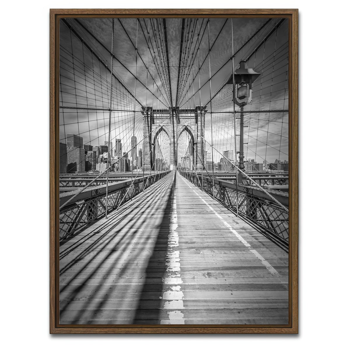 AUTO-MOCKUP WHITE | NEW YORK Brooklyn Bridge | 1 Piece | Walnut Framed Canvas | group=3x4