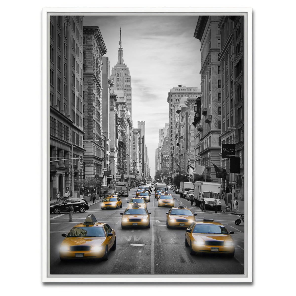 AUTO-MOCKUP WHITE | NEW YORK CITY Fifth Avenue Traffic Colorkey | 1 Piece | White Framed Canvas | group=3x4