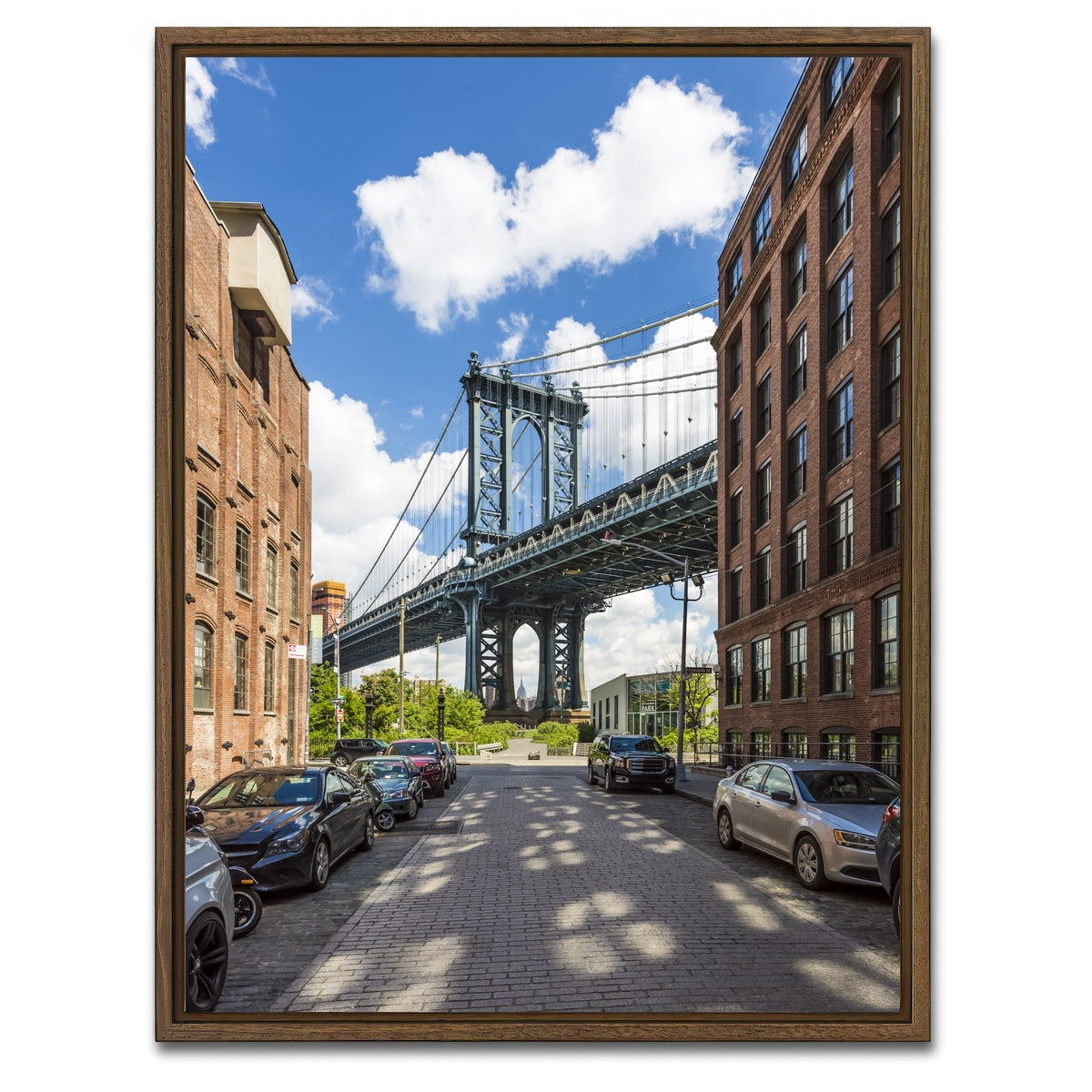 AUTO-MOCKUP WHITE | NEW YORK CITY Manhattan Bridge | 1 Piece | Walnut Framed Canvas | group=3x4