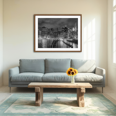 AUTO-MOCKUP ROOM | New York City Monochrome Night Impressions Wall Art