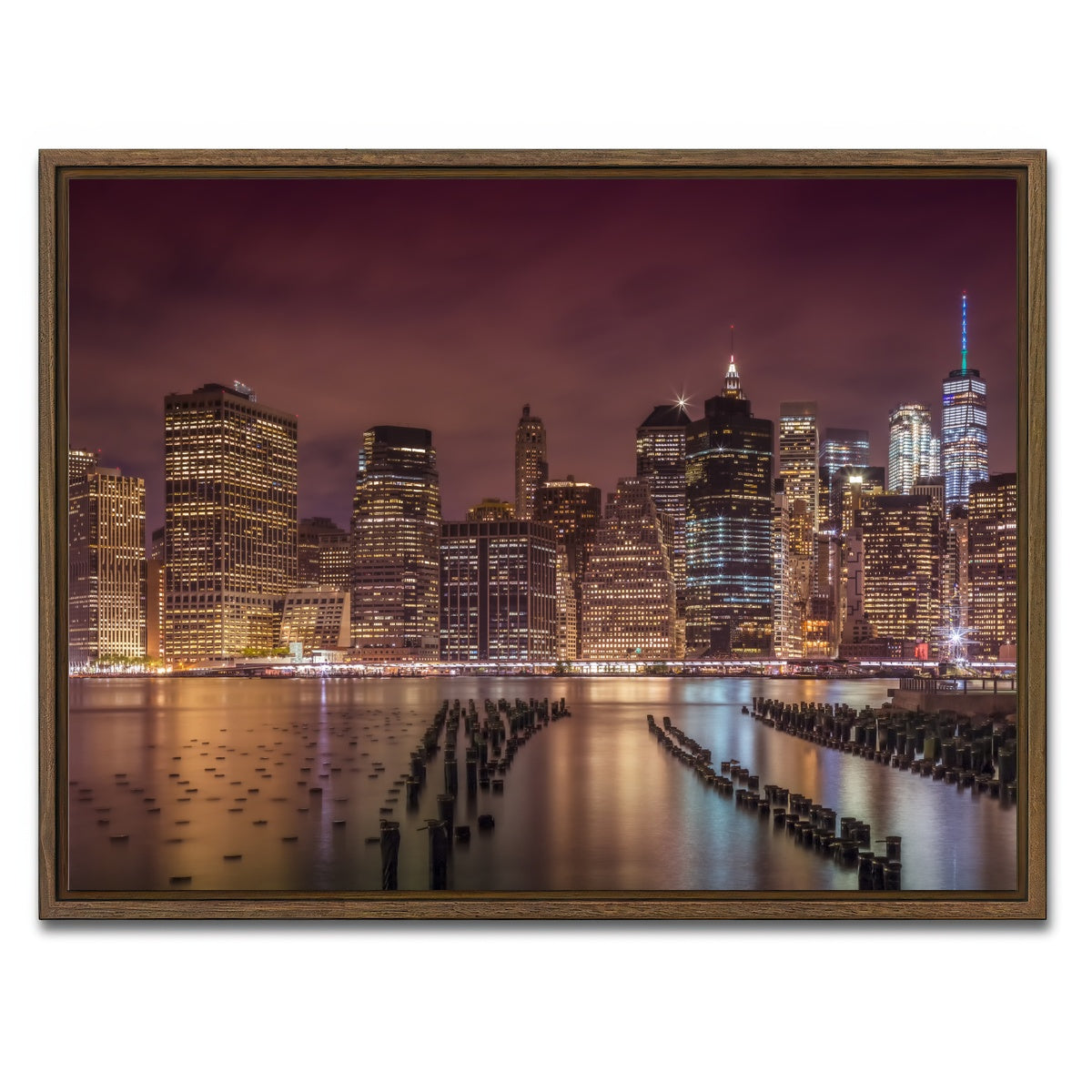 AUTO-MOCKUP WHITE | NEW YORK CITY Nightly Impressions | 1 Piece | Walnut Framed Canvas | group=4x3