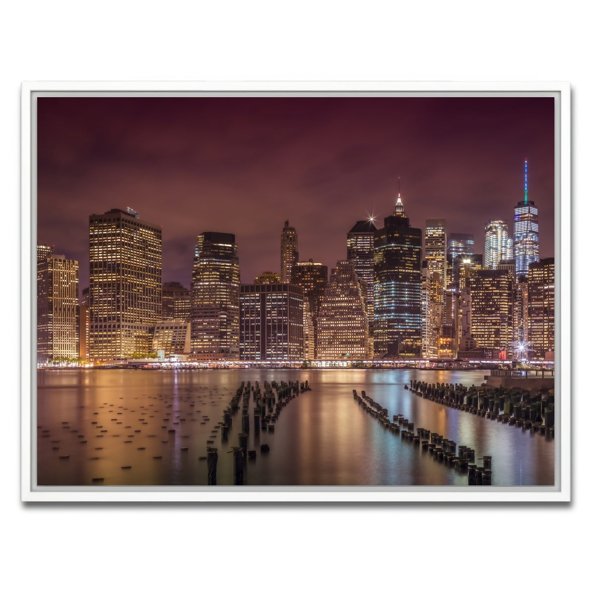 AUTO-MOCKUP WHITE | NEW YORK CITY Nightly Impressions | 1 Piece | White Framed Canvas | group=4x3