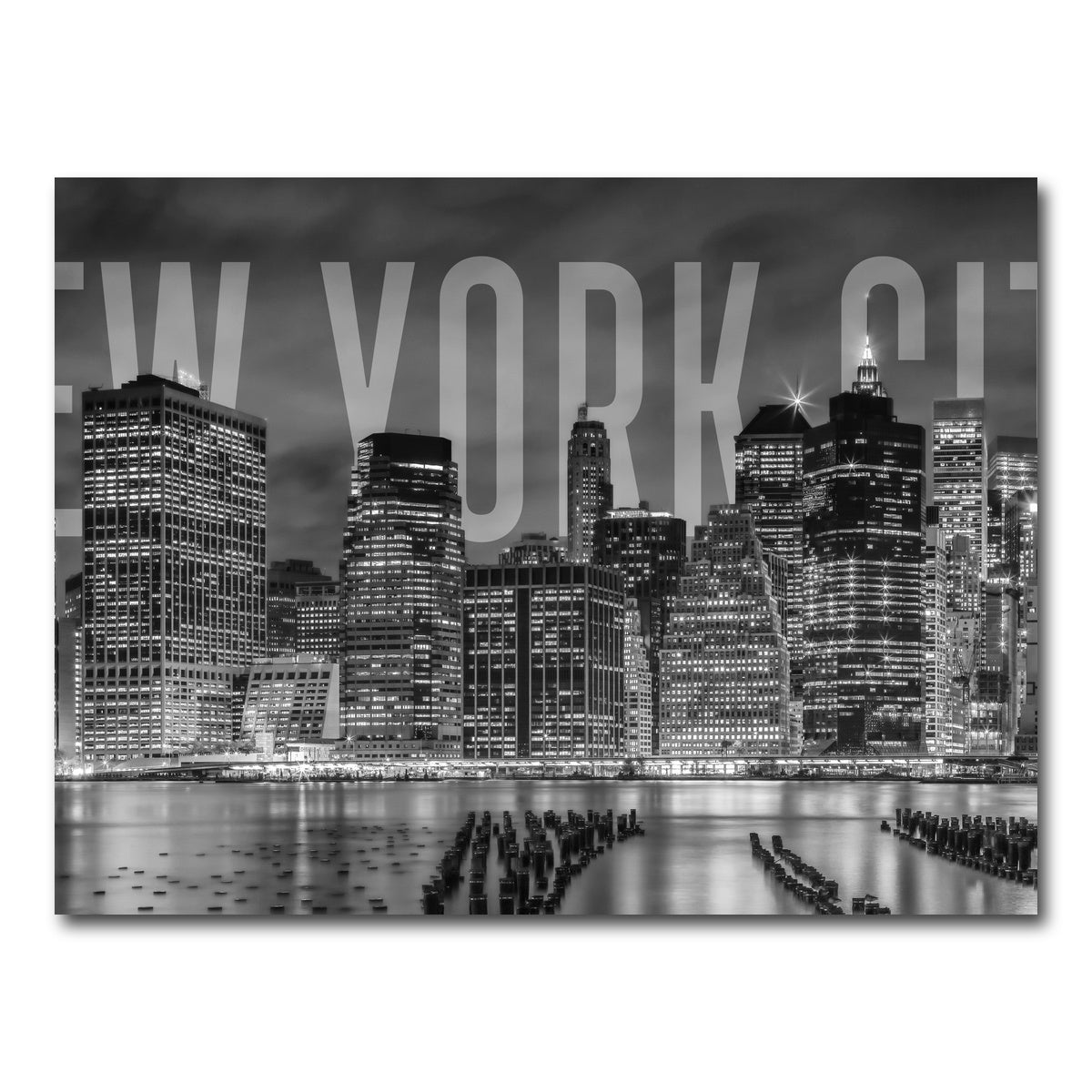 AUTO-MOCKUP WHITE | NEW YORK CITY Skyline - Monochrome | 1 Piece | Gallery Wrap Canvas | group=4x3