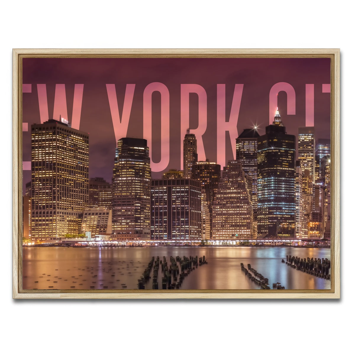 AUTO-MOCKUP WHITE | NEW YORK CITY Skyline - Panorama | 1 Piece | Natural Framed Canvas | group=4x3