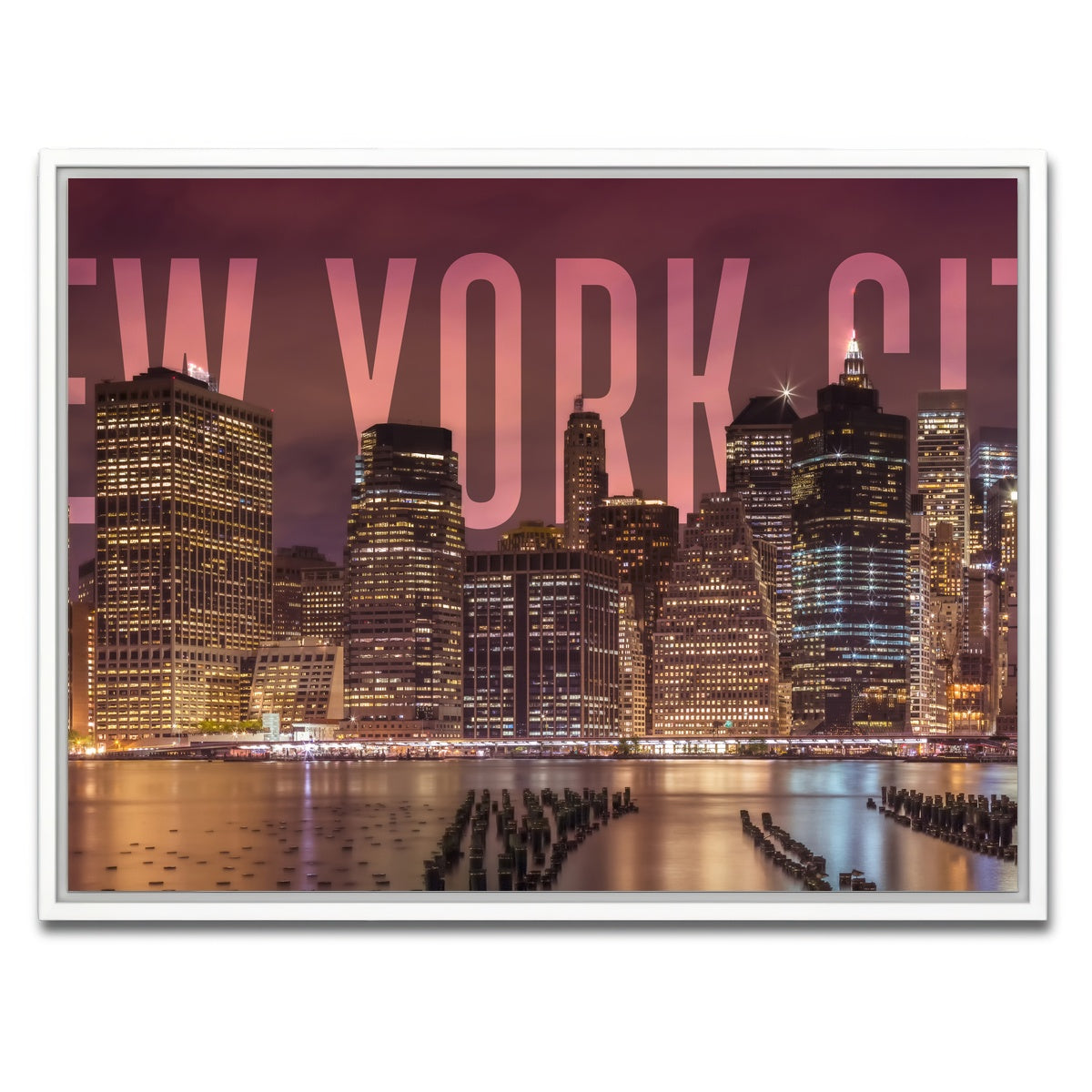 AUTO-MOCKUP WHITE | NEW YORK CITY Skyline - Panorama | 1 Piece | White Framed Canvas | group=4x3