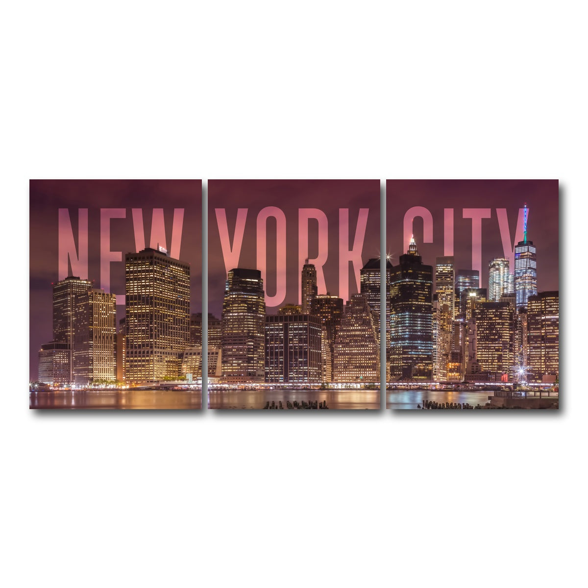 AUTO-MOCKUP WHITE | NEW YORK CITY Skyline - Panorama | 3 Piece | Gallery Wrap Canvas | group=18x24