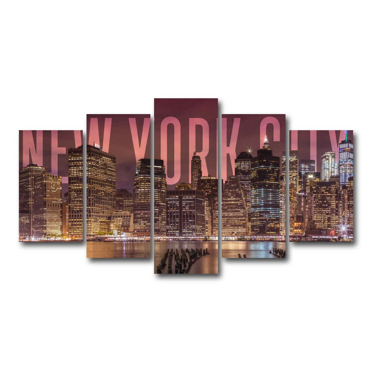 AUTO-MOCKUP WHITE | NEW YORK CITY Skyline - Panorama | 5 Piece | Gallery Wrap Canvas | group=5_normal