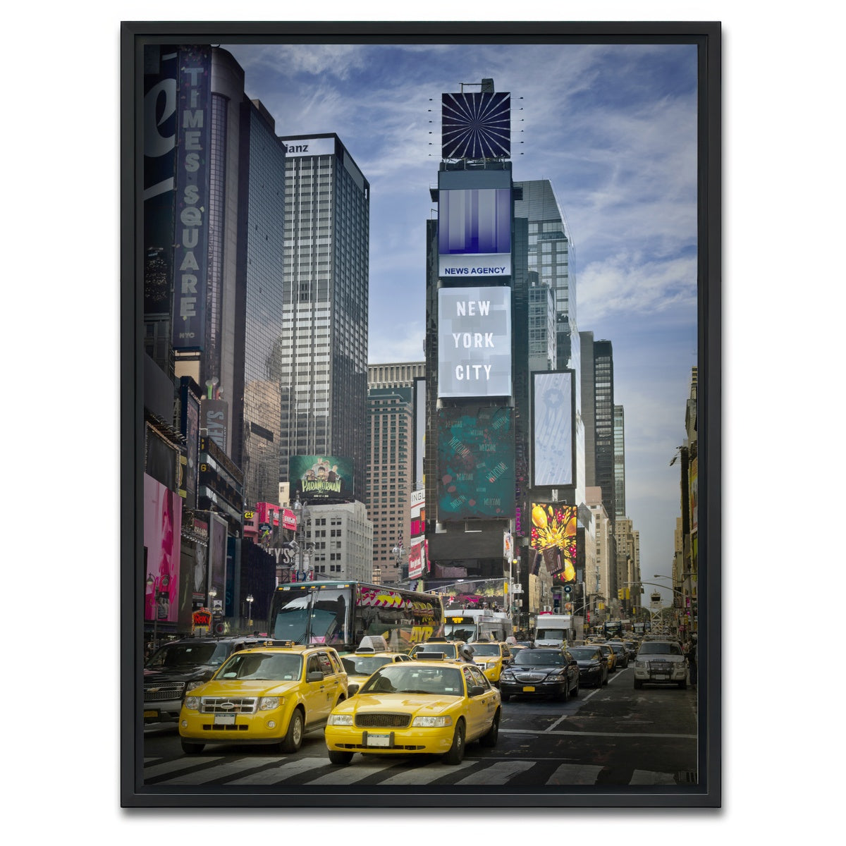 AUTO-MOCKUP WHITE | NEW YORK CITY Times Square | 1 Piece | Black Framed Canvas | group=3x4