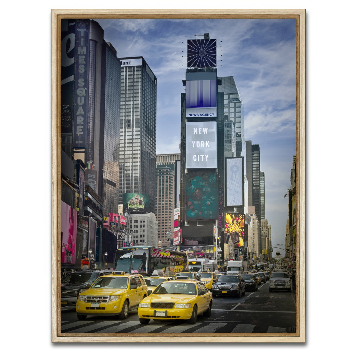 AUTO-MOCKUP WHITE | NEW YORK CITY Times Square | 1 Piece | Natural Framed Canvas | group=3x4