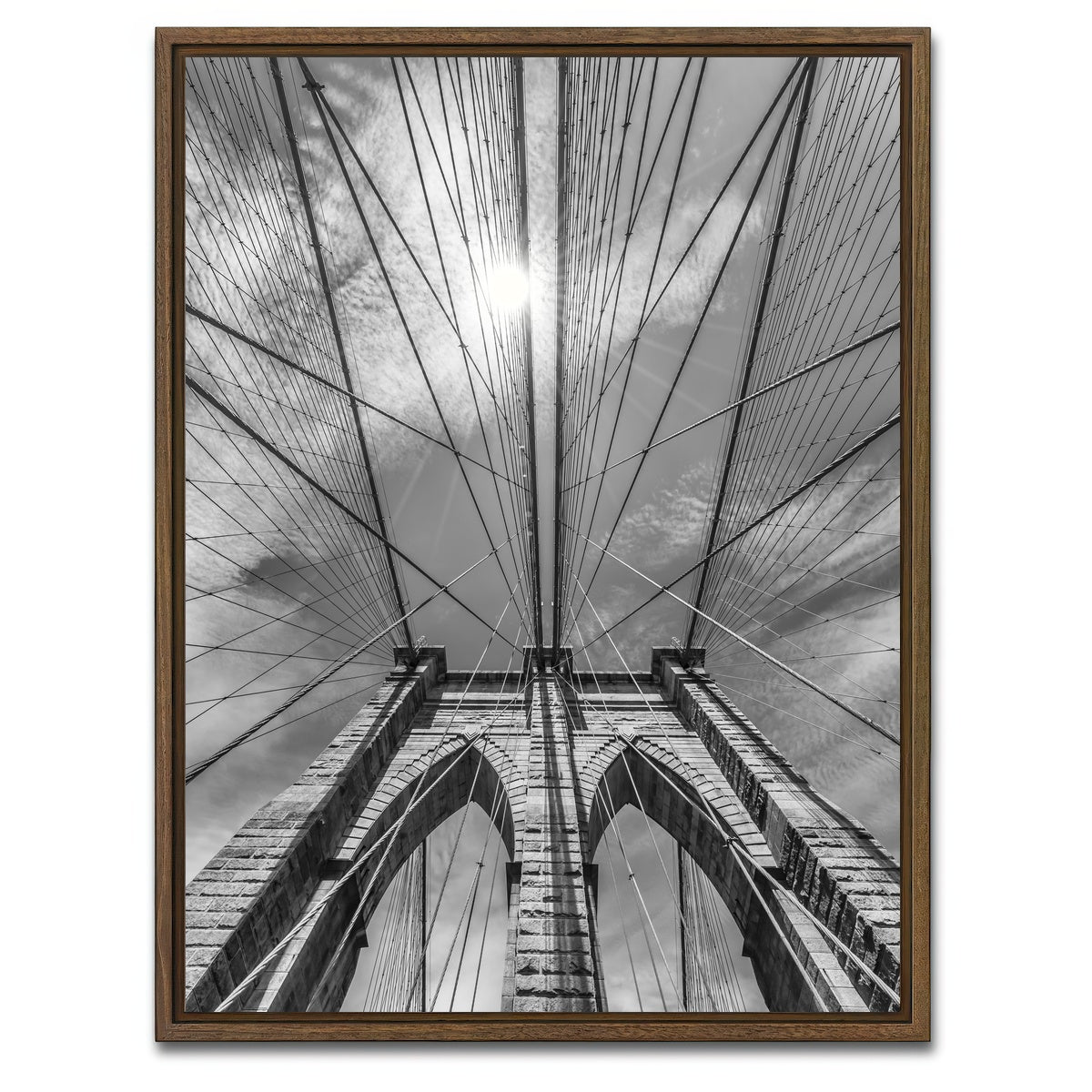 AUTO-MOCKUP WHITE | NYC Brooklyn Bridge Detail | 1 Piece | Walnut Framed Canvas | group=3x4
